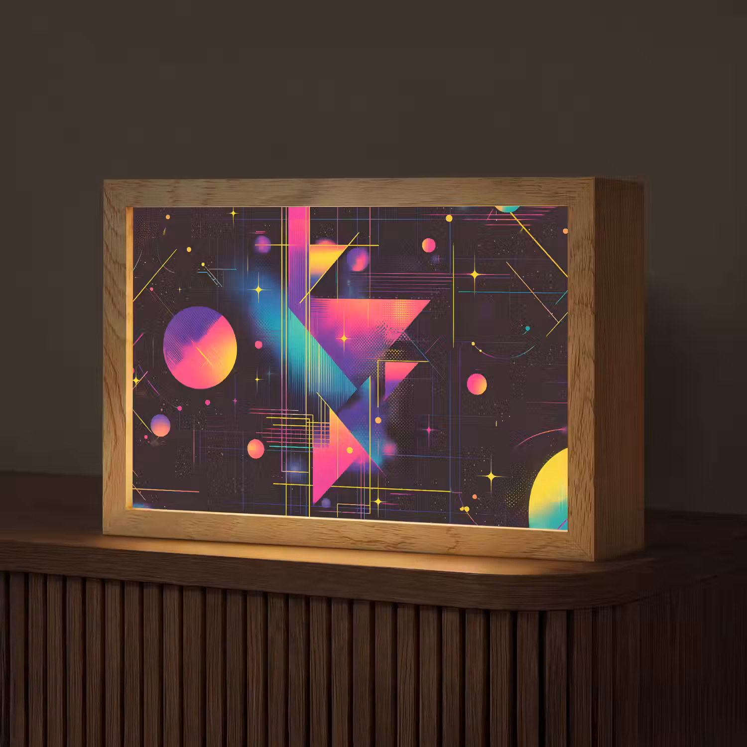 Driehoeken - Cirkels - Abstract - Sterren Light Box met kabel (Tafellamp) klein -z3d_website