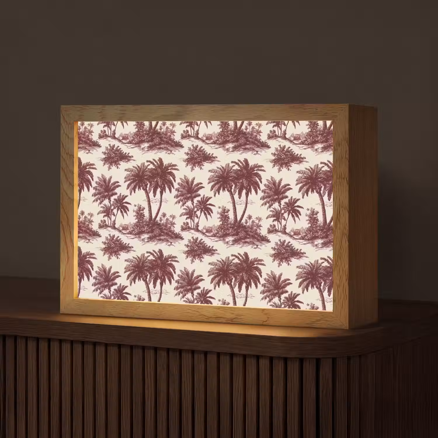 Tropisch - Geometrisch - Bordeauxrood Light Box met kabel (Tafellamp) klein 924 -z3d_website