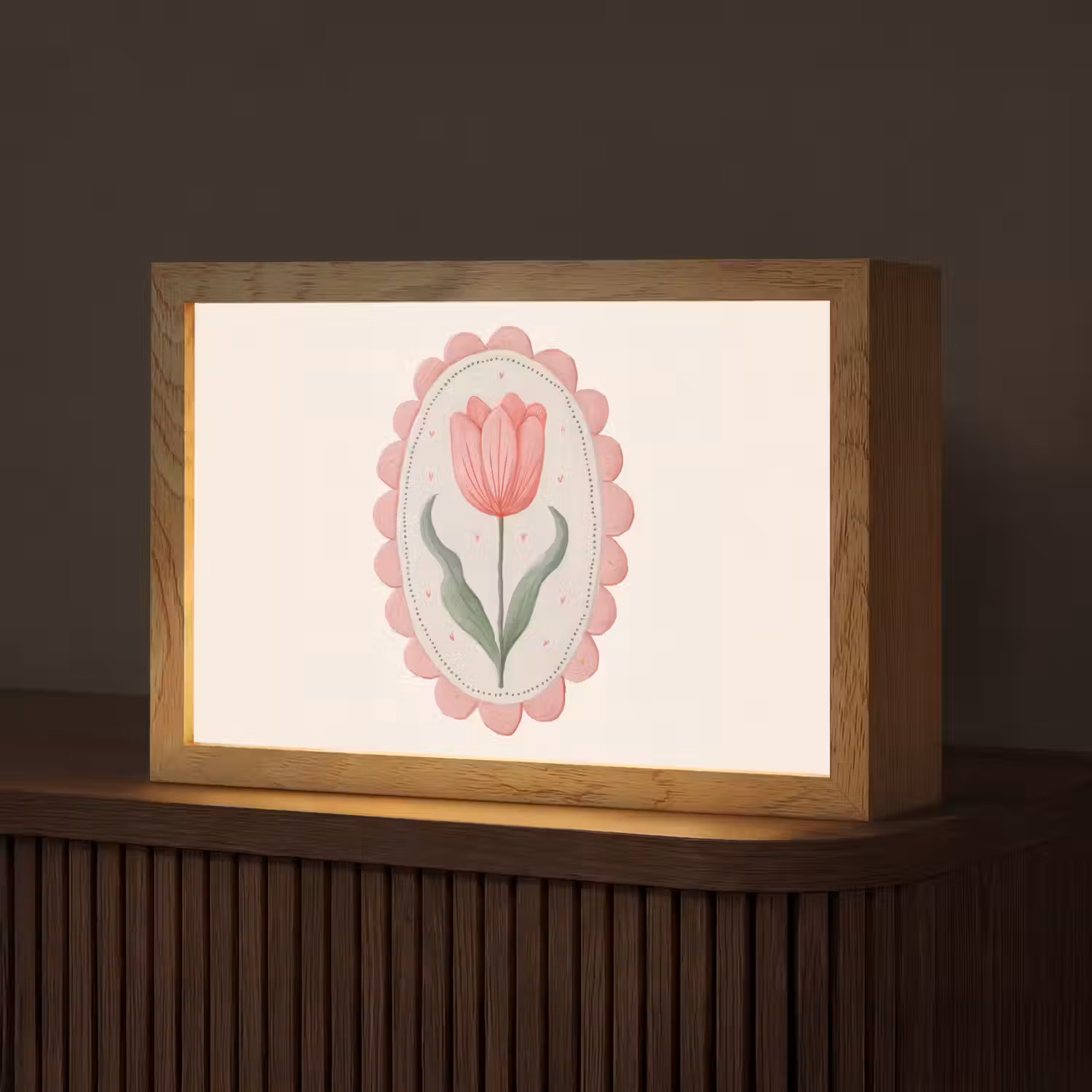 Tulp - Lijst - Ovaal - Illustratie Light Box met kabel (Tafellamp) klein -z3d_website