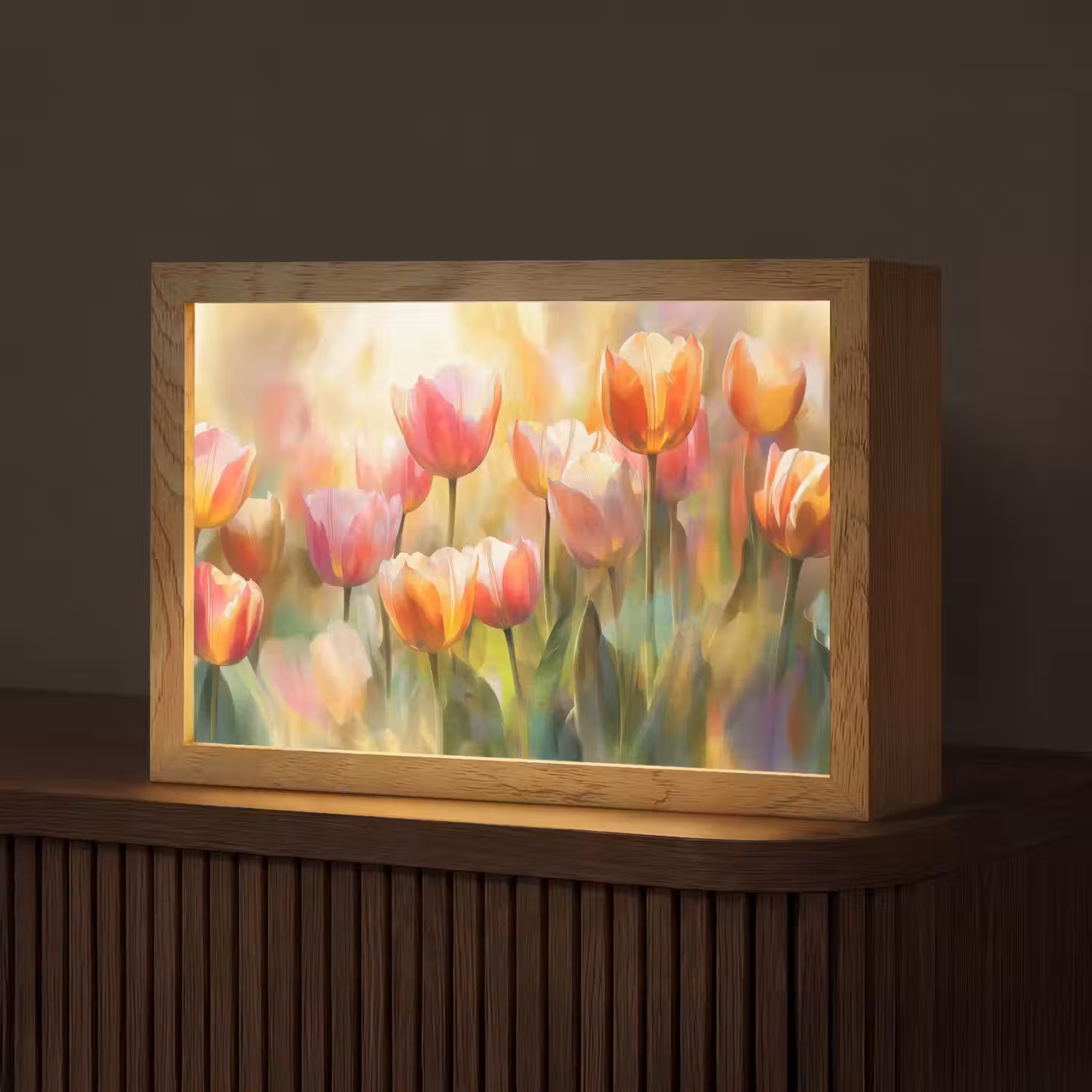 Tulpen - Sprookjesachtig - Kleurrijk Light Box met kabel (Tafellamp) klein -z3d_website