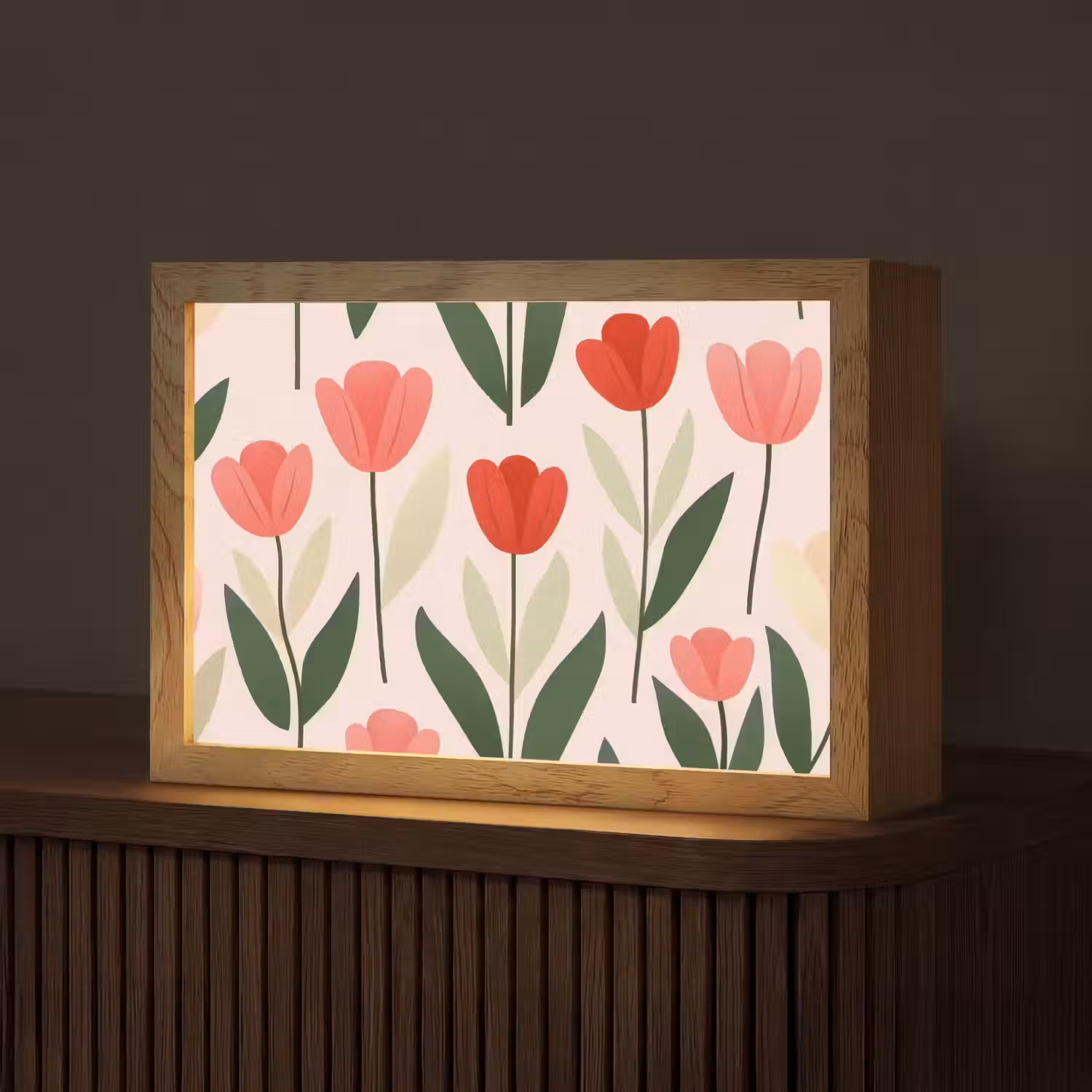 Tulpen - Modern - Roze Light Box met kabel (Tafellamp) klein -z3d_website