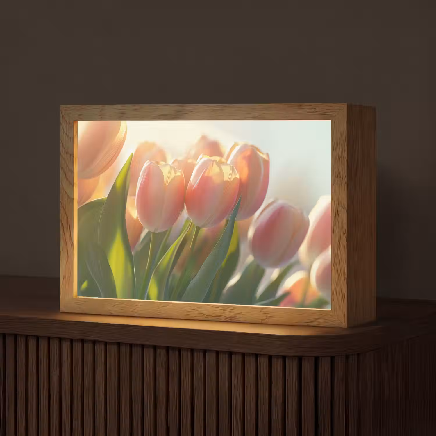 Tulpen - Roze - Zonnestralen Light Box met kabel (Tafellamp) klein -z3d_website