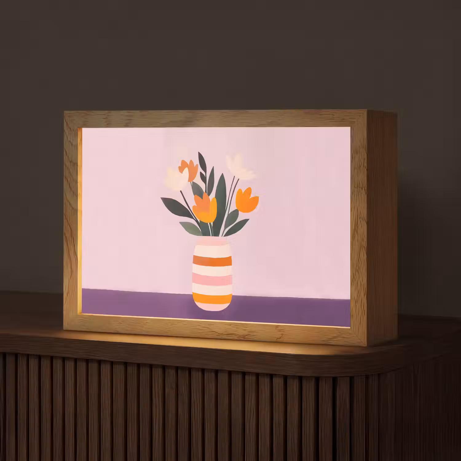 Tulpen - Vaas - Strepen - Paars Light Box met kabel (Tafellamp) klein -z3d_website