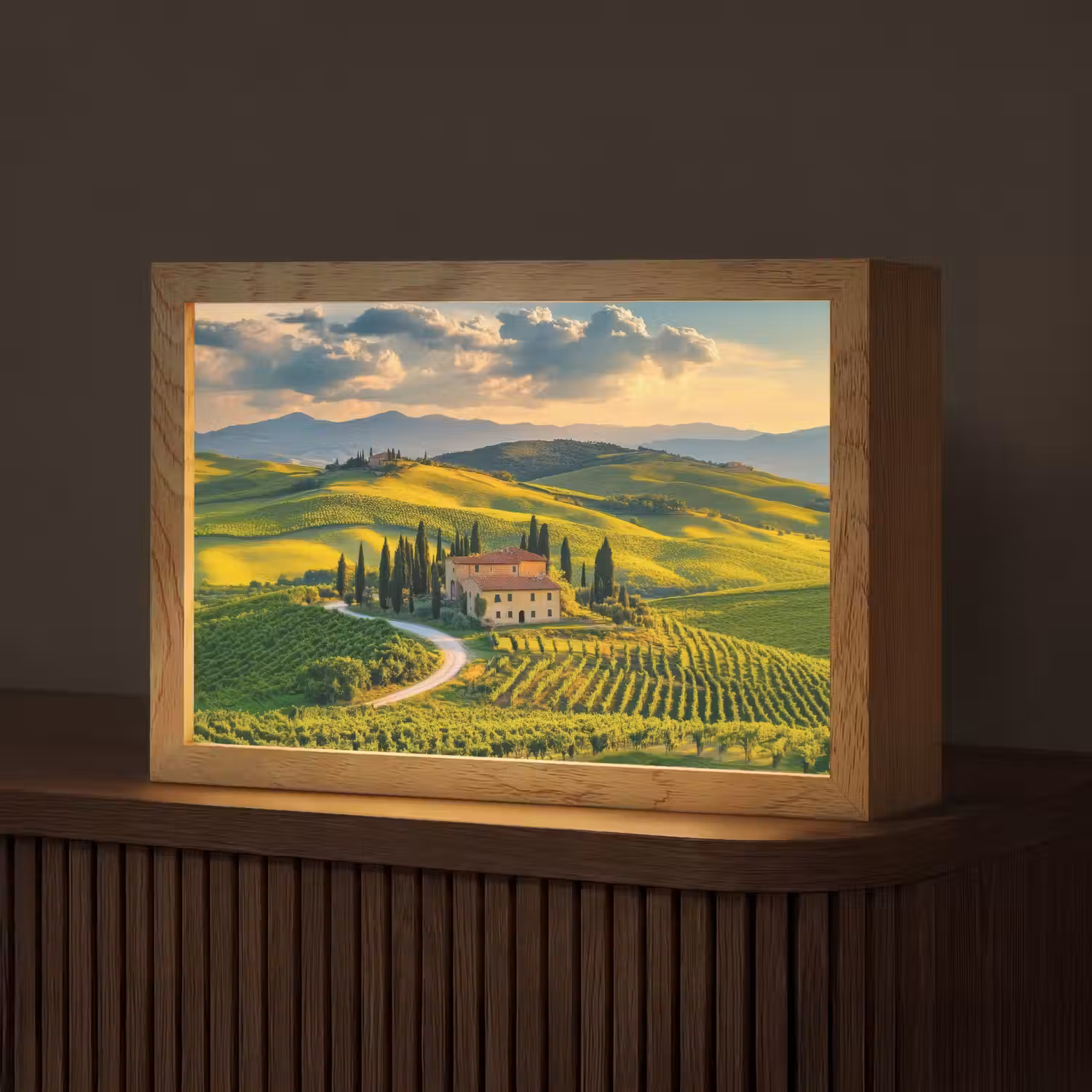 Toscane - Landschap - Wijngaarden Light Box met kabel (Tafellamp) klein -z3d_website