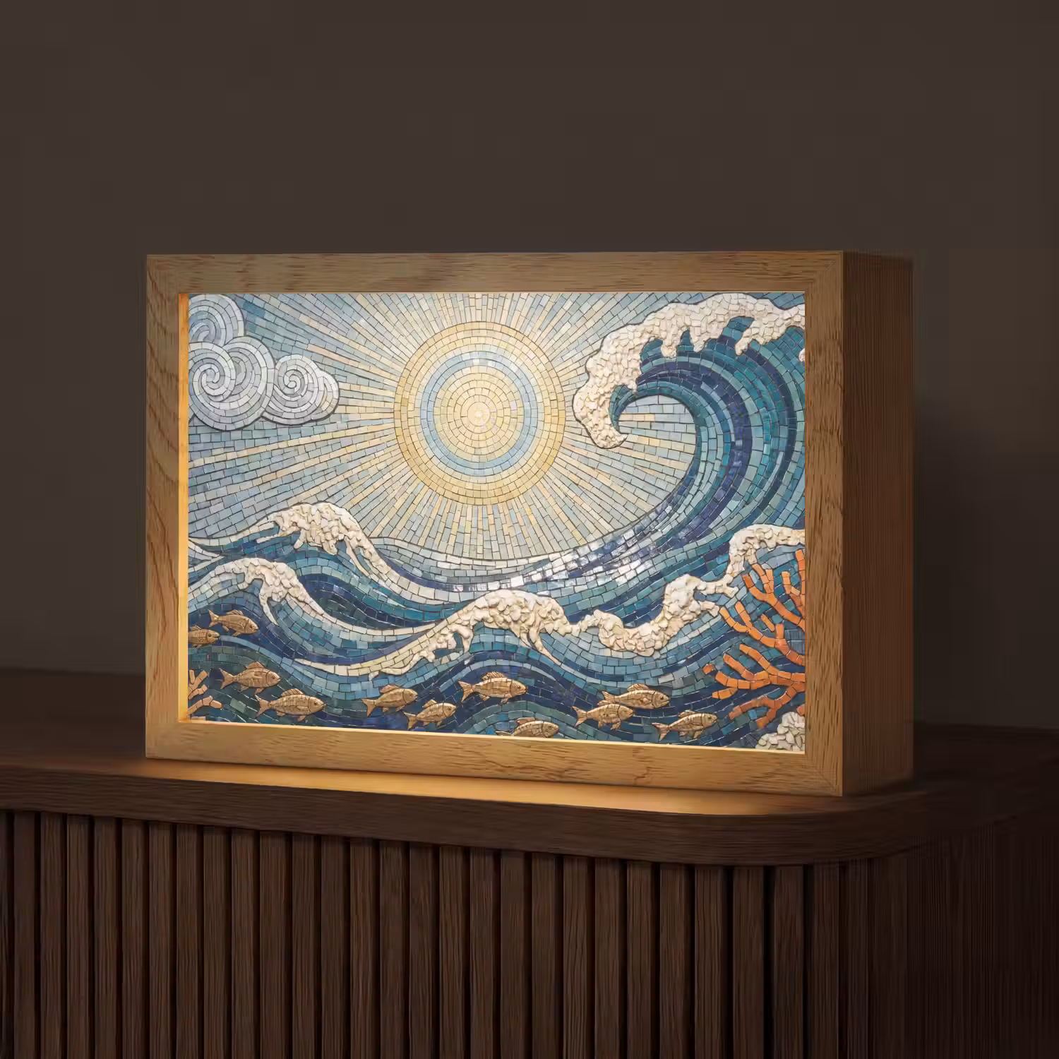 Onderwater - Koraal - Vis - Natuur - Kunst Light Box met kabel (Tafellamp) klein -z3d_website