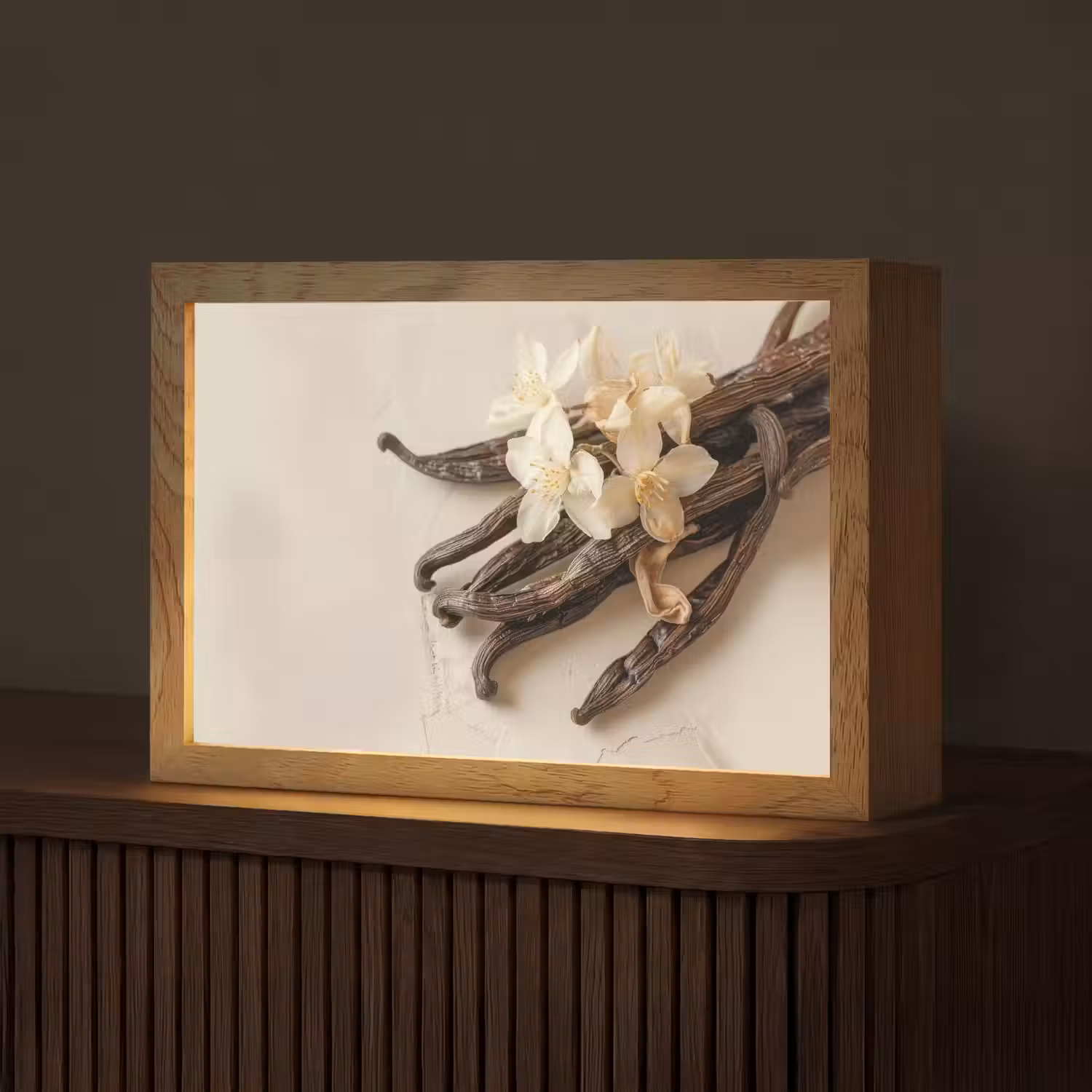 Vanille - Bloemen - Beige Light Box met kabel (Tafellamp) klein -z3d_website