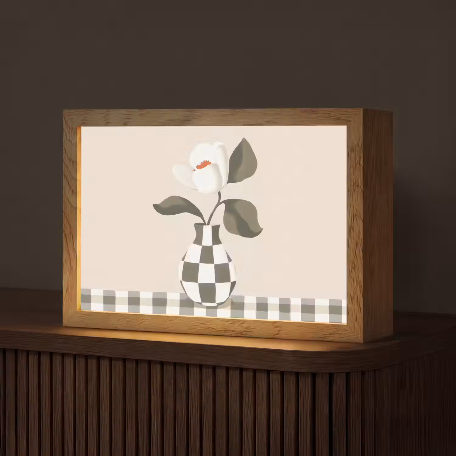 Vaas - Geruit - Groen - Bloem Light Box met kabel (Tafellamp) klein -z3d_website