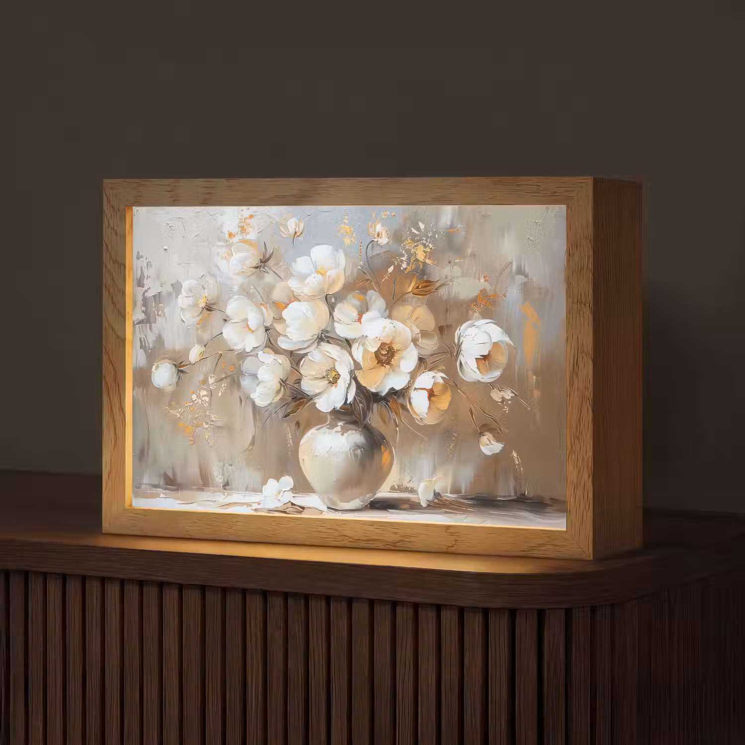 Vaas - Bloemen - Kunst - Goud Light Box met kabel (Tafellamp) klein -z3d_website