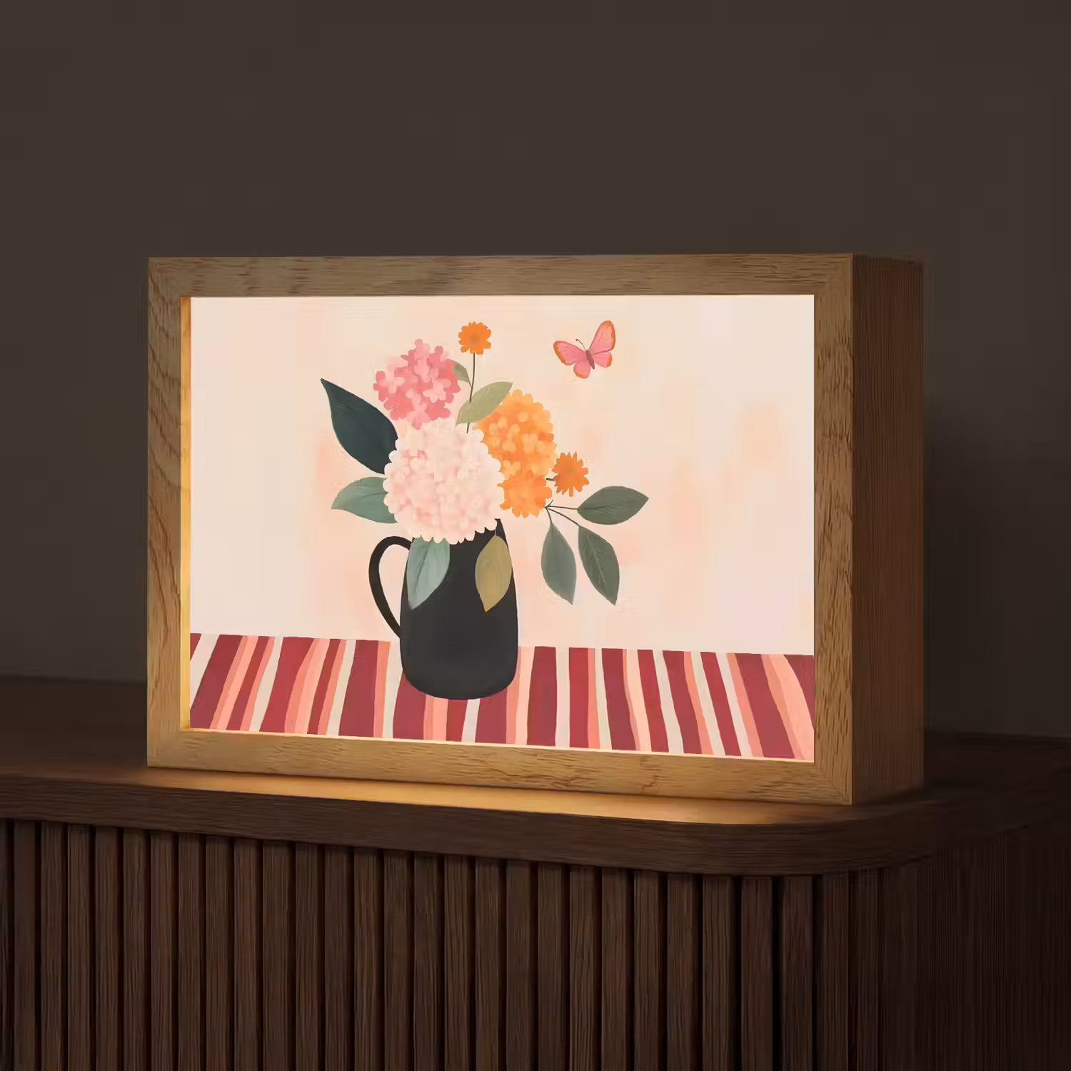Vaas - Bloemen - Vlinder - Rood Light Box met kabel (Tafellamp) klein -z3d_website
