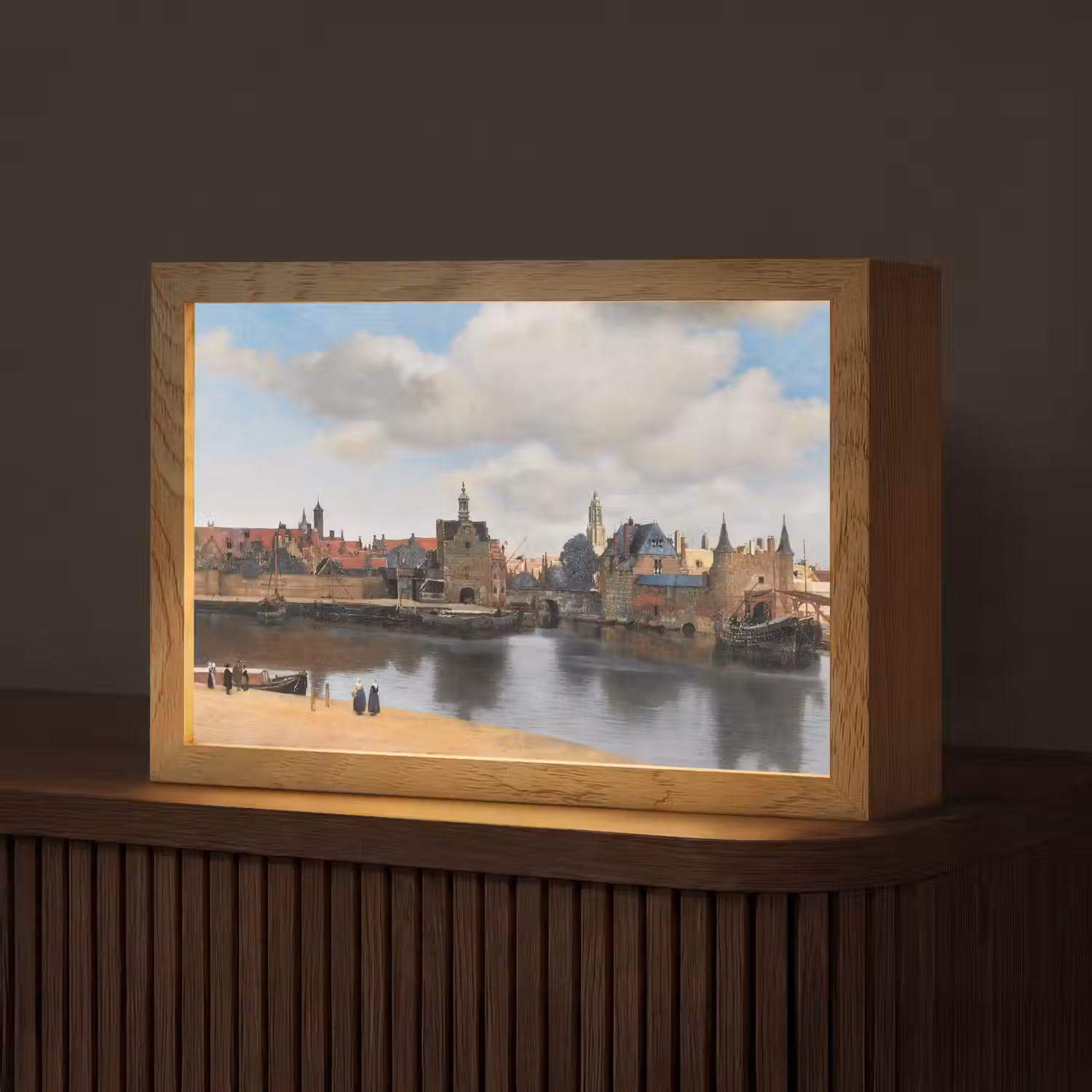Vermeer - Stad - Oude meesters - Kunst Light Box met kabel (Tafellamp) klein -z3d_website