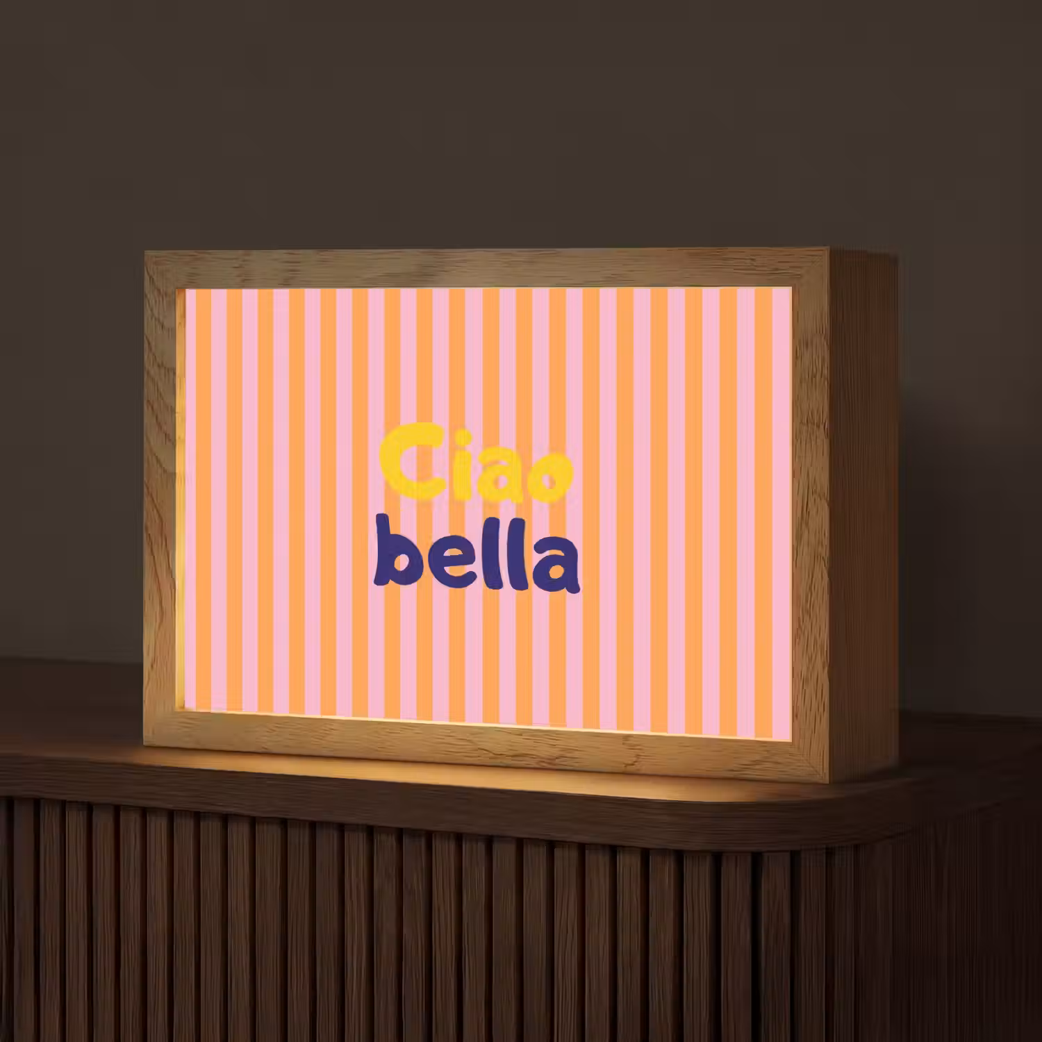Verticaal - Strepen - Oranje - Ciao bella Light Box met kabel (Tafellamp) klein -z3d_website