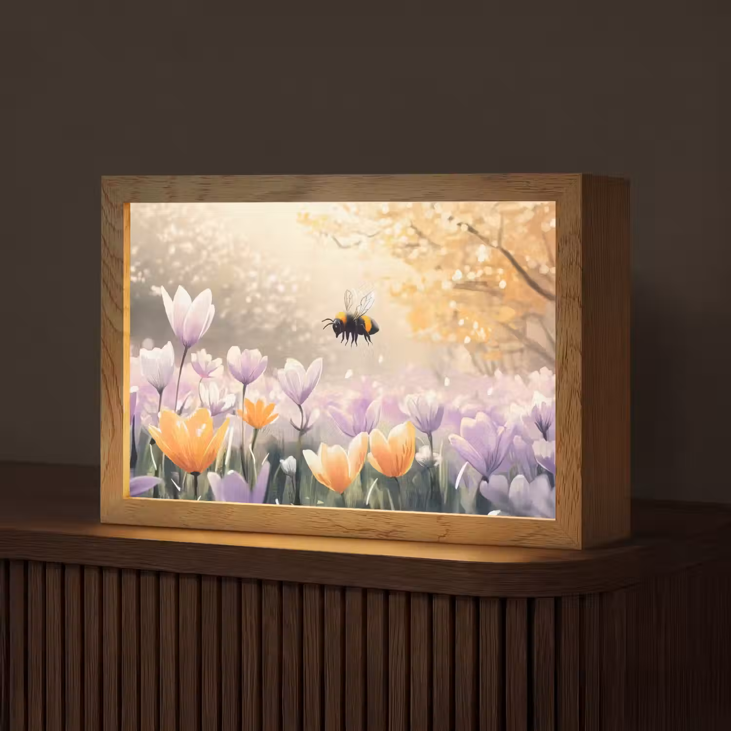 Viooltjes - bij - Zonlicht Light Box met kabel (Tafellamp) klein -z3d_website