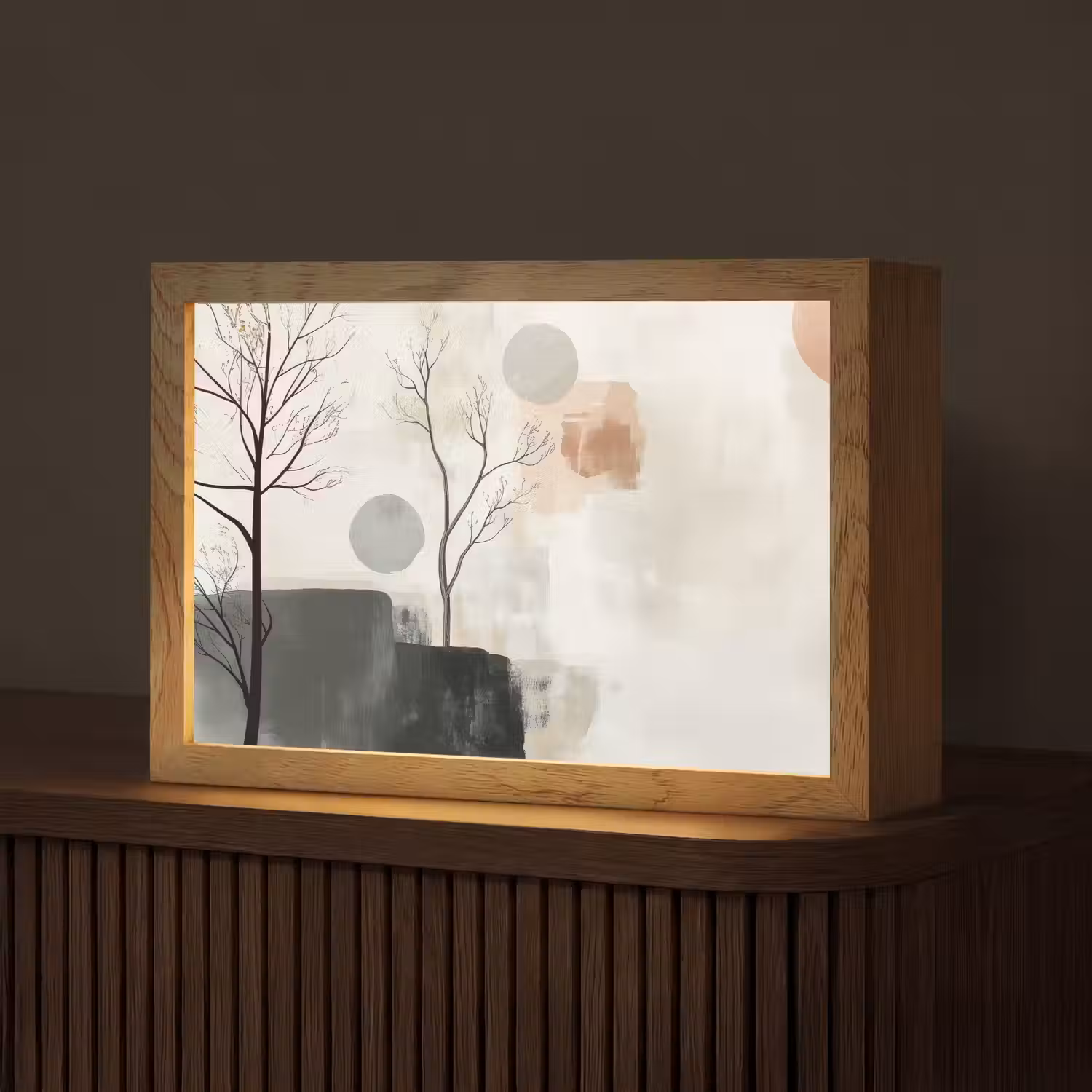Wabi sabi - Beige - Plant Light Box met kabel (Tafellamp) klein -z3d_website