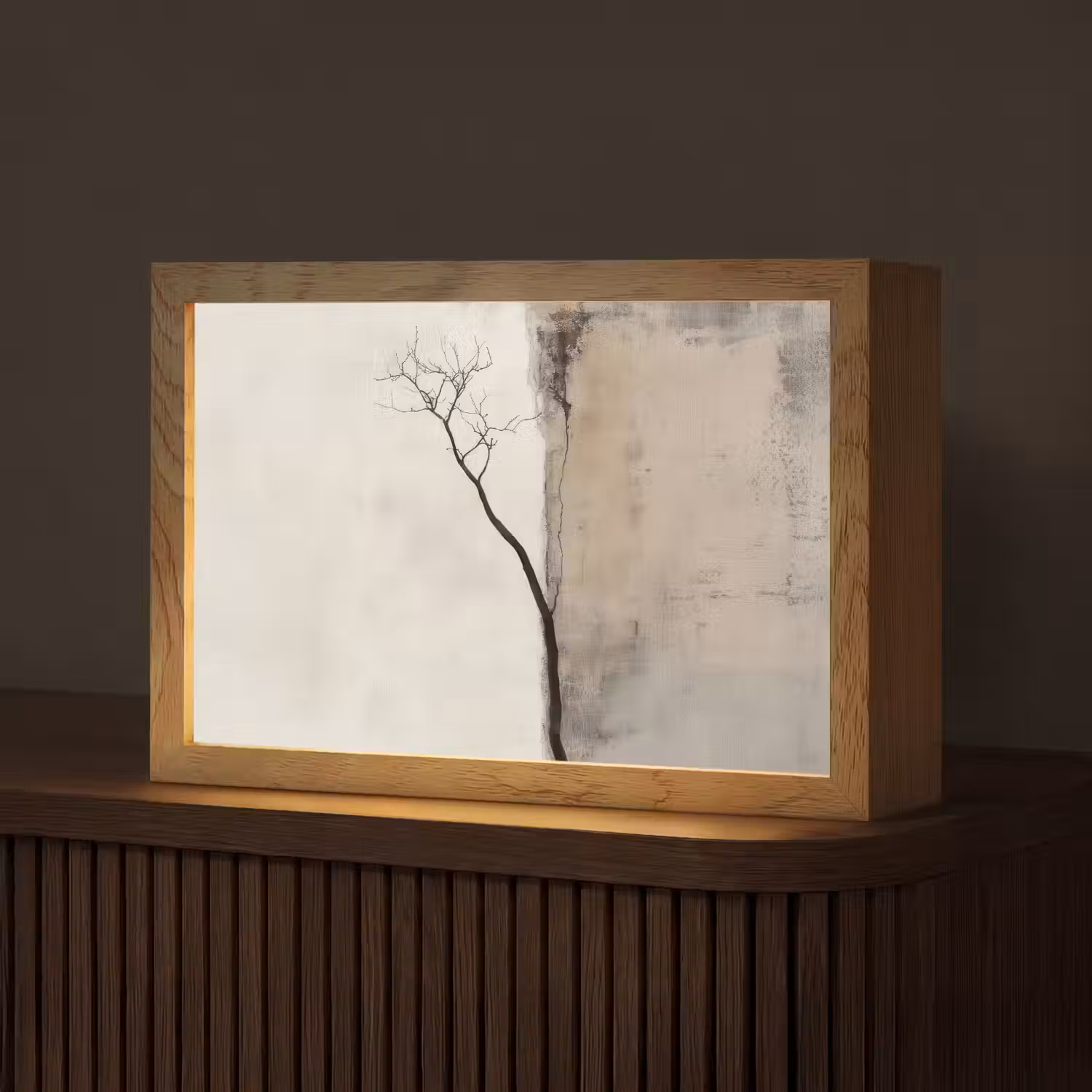 Wabi sabi - Plant - Beige Light Box met kabel (Tafellamp) klein -z3d_website