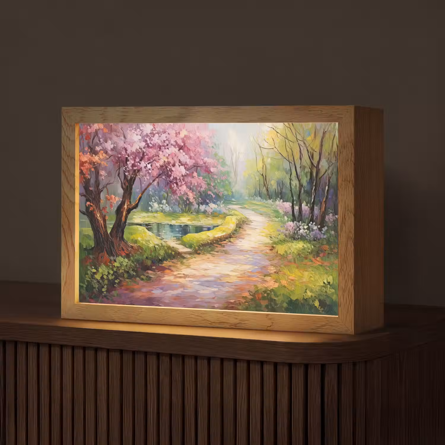Watercolor - Natuur - Bomen - Kunst - Bloemen Light Box met kabel (Tafellamp) klein -z3d_website