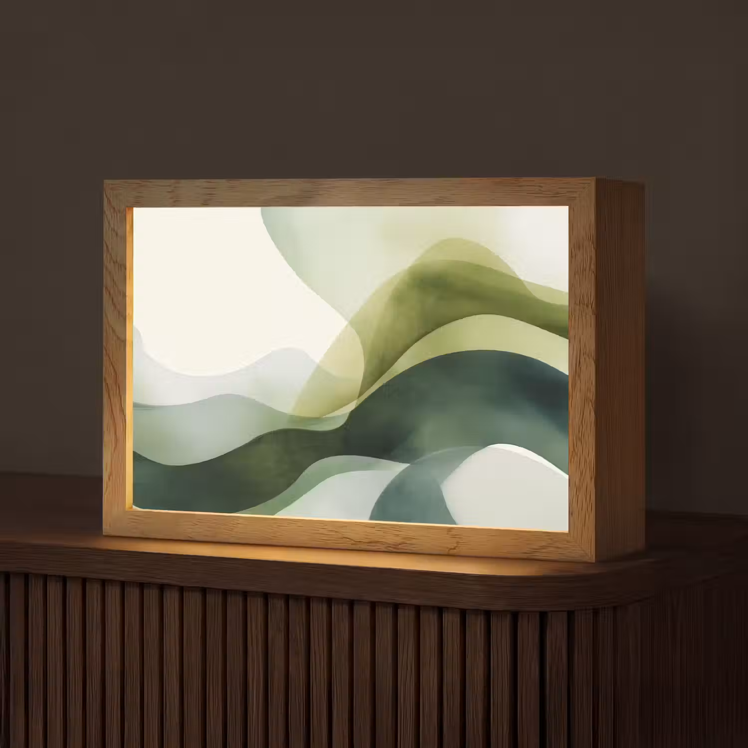 Golven - Abstract - Lichtgroen - Sierlijk Light Box met kabel (Tafellamp) klein -z3d_website