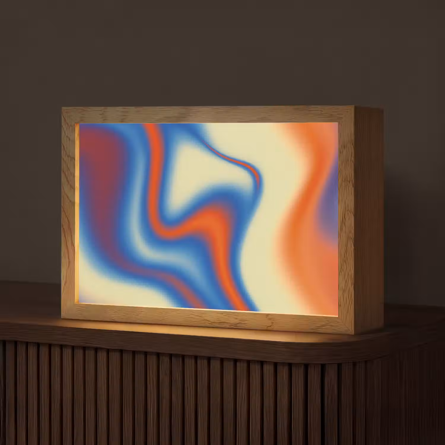 Golven - Kleurrijk - Abstract Light Box met kabel (Tafellamp) klein -z3d_website