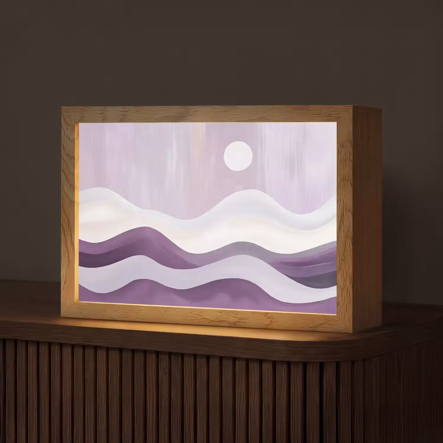 Golven - Heuvels - Abstract - Paars Light Box met kabel (Tafellamp) klein -z3d_website