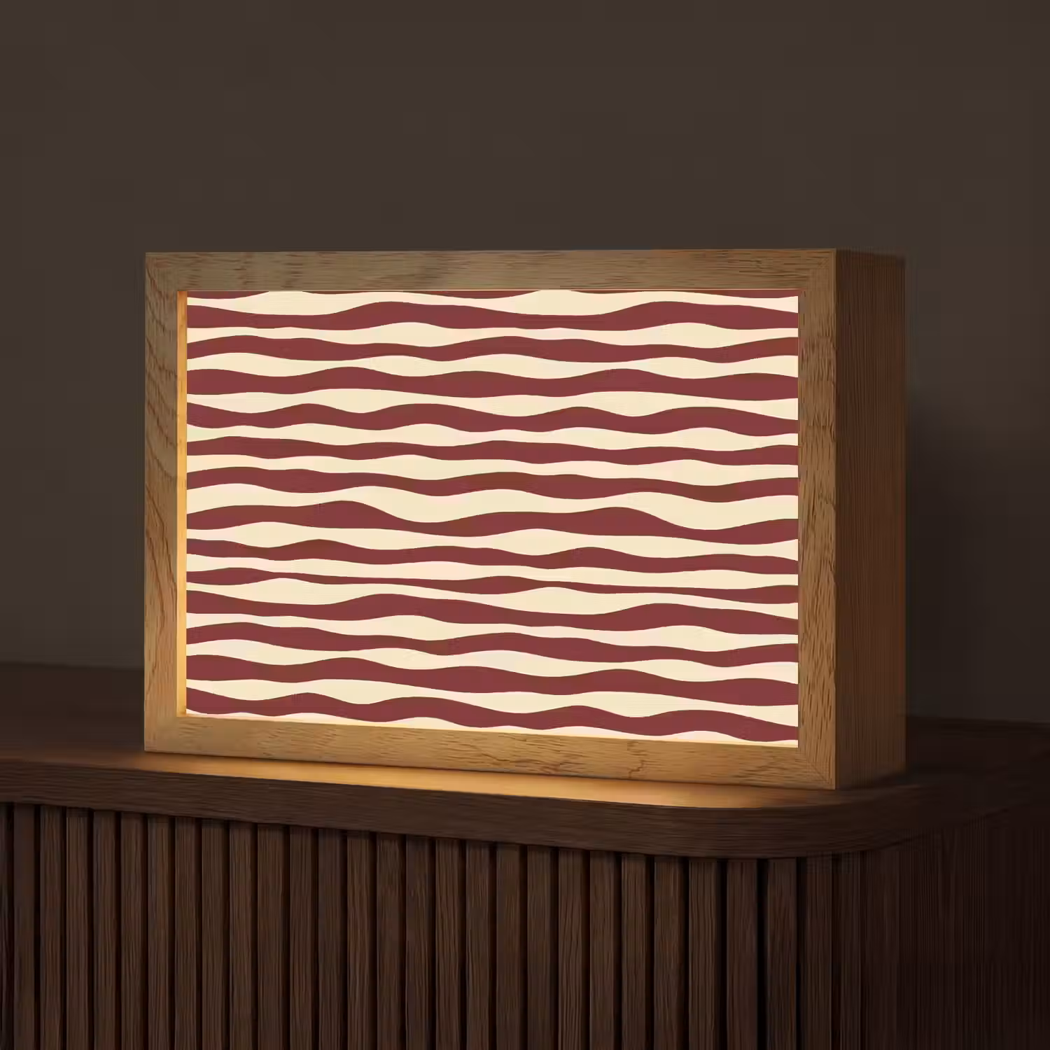 Golven - Rood - Patroon - Crème Light Box met kabel (Tafellamp) klein 924 -z3d_website