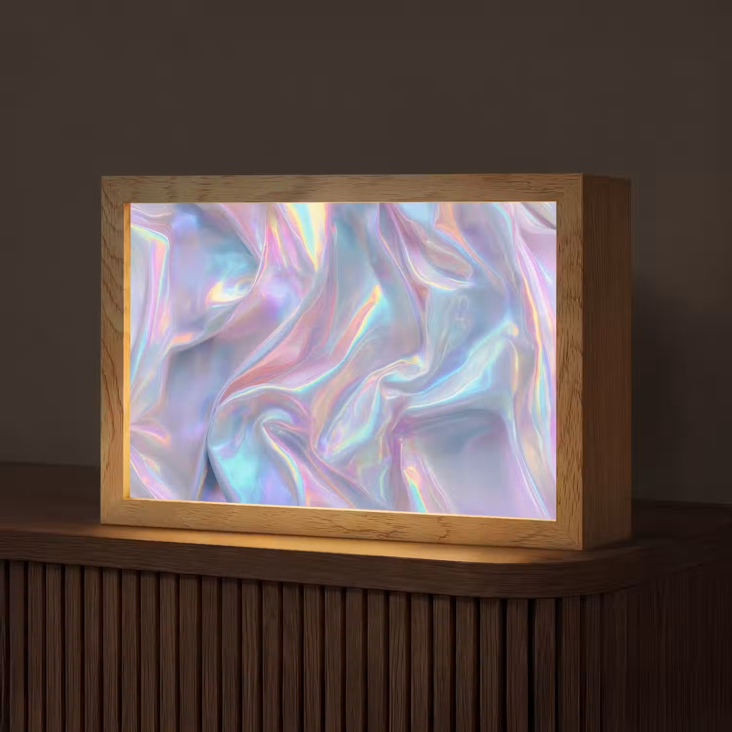 Golvend - Pasteltinten - Glanzend - Stof Light Box met kabel (Tafellamp) klein -z3d_website