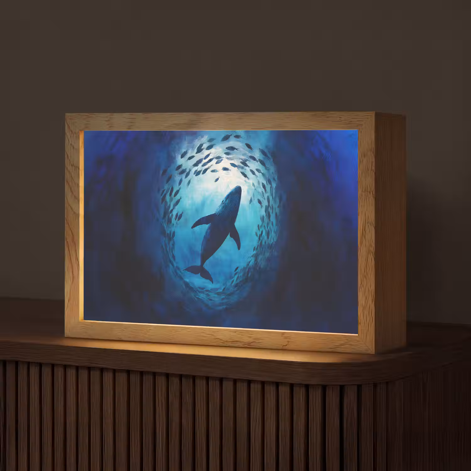 Walvis - Vissen - Donkerblauw Light Box met kabel (Tafellamp) klein -z3d_website
