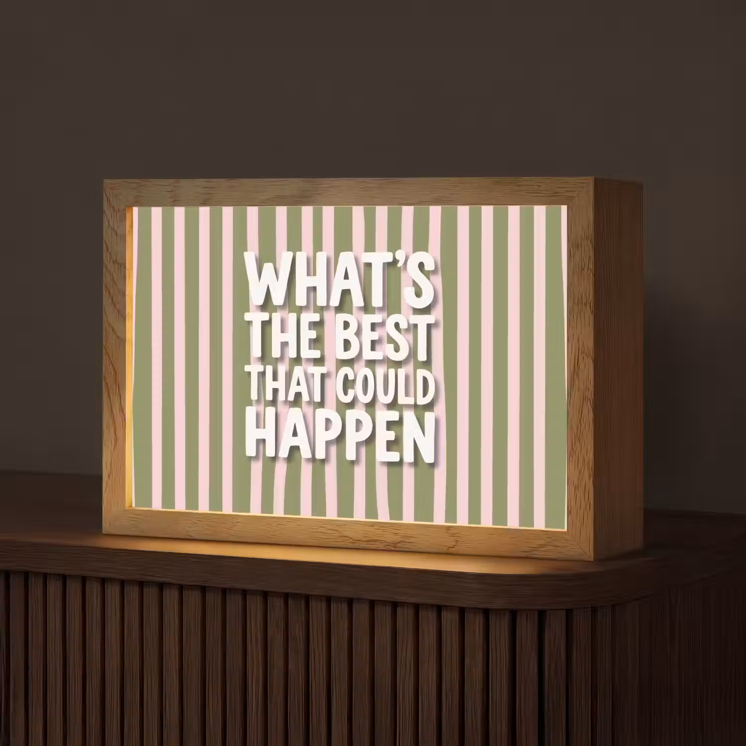 What's the best that could happen - Strepen - Groen - Roze Light Box met kabel (Tafellamp) klein -z3d_website