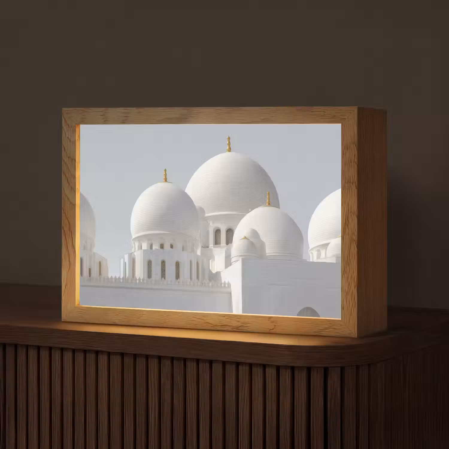 Witte koepels - Helderblauwe lucht - Islamitisch Light Box met kabel (Tafellamp) klein -z3d_website