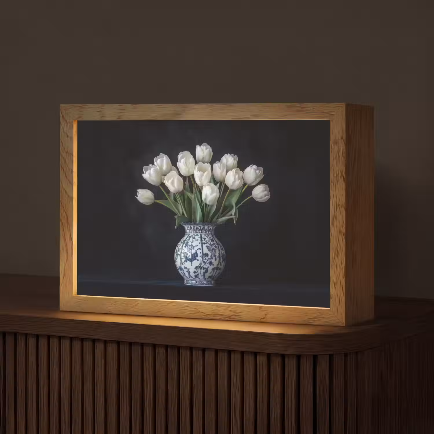 Wit - Bloemen - Tulpen - Vaas Light Box met kabel (Tafellamp) klein -z3d_website