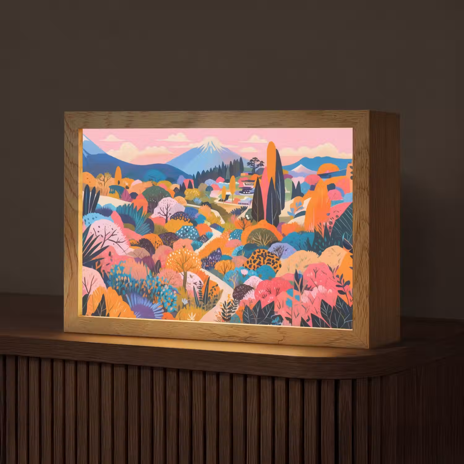 Witte bergtop - Modern - Kleurrijk Light Box met kabel (Tafellamp) klein -z3d_website