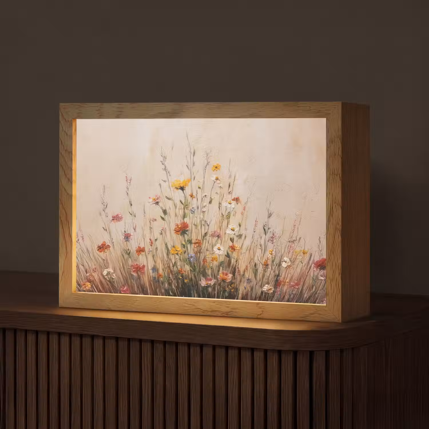 Wilde bloemen - Penseelstreken - Rustgevend Light Box met kabel (Tafellamp) klein -z3d_website