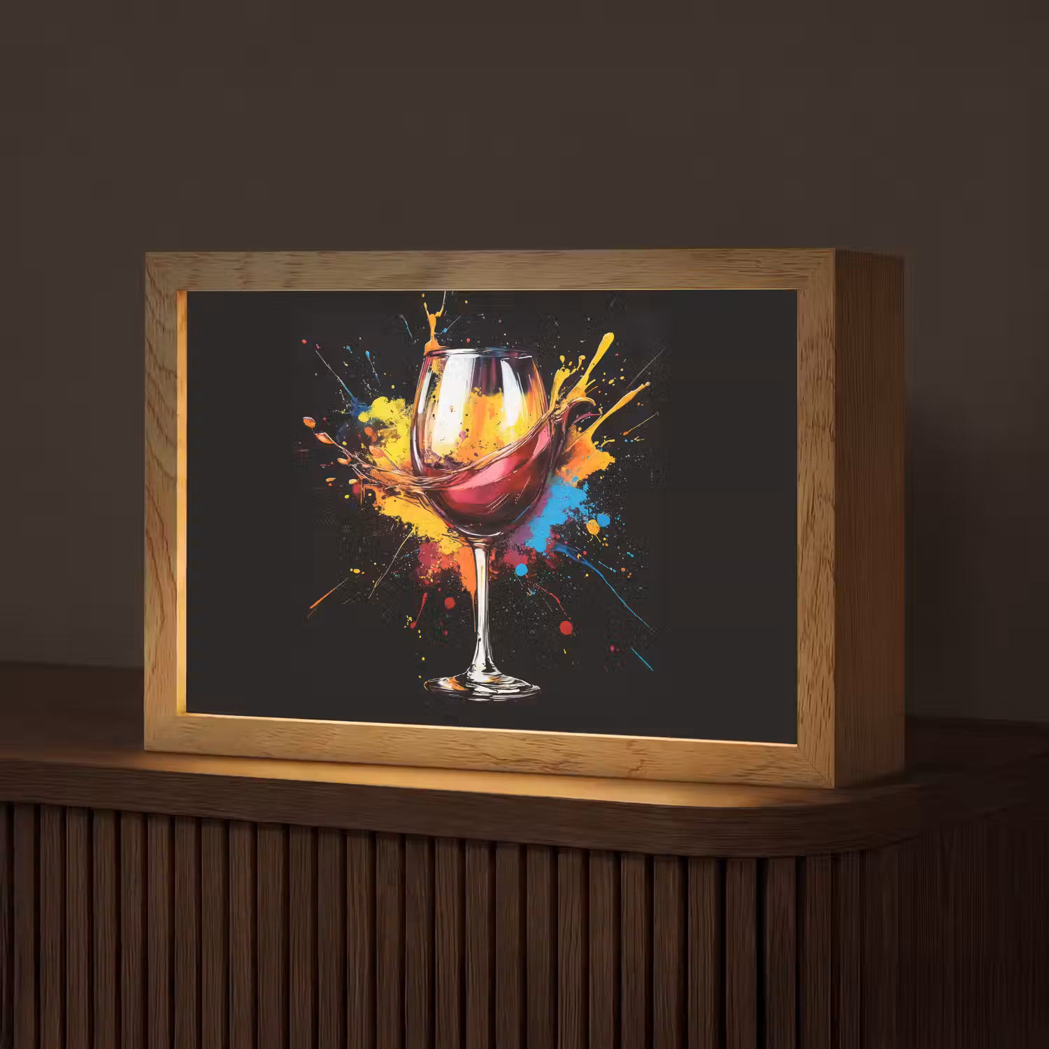 Wijn - Glas - Graffiti - Borrel - Rood - Verf Light Box met kabel (Tafellamp) klein -z3d_website