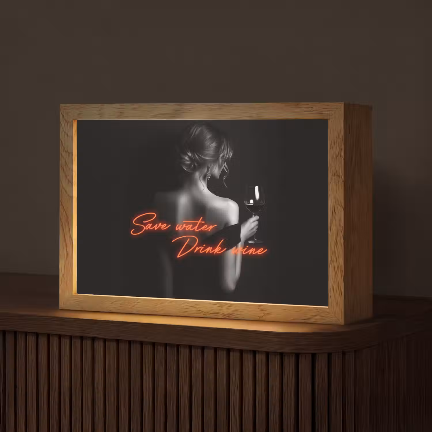 Wijn - Vrouw - Neon - Quote Light Box met kabel (Tafellamp) klein -z3d_website