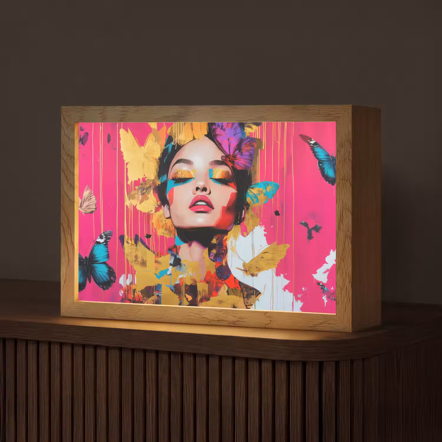 Vrouw - Abstract - Kleurrijk Light Box met kabel (Tafellamp) klein -z3d_website