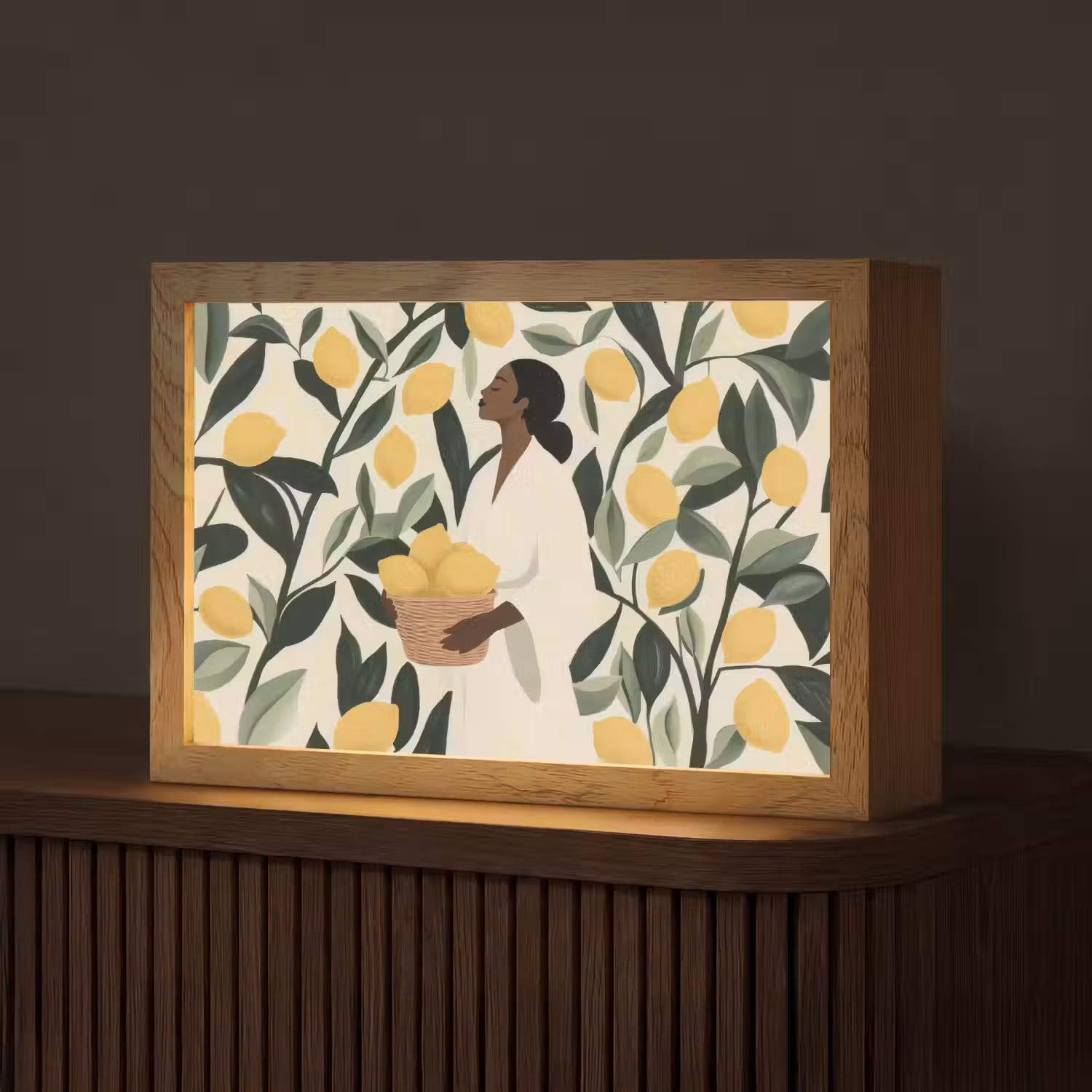 Vrouw - Mand - Citroenen - Bladeren Light Box met kabel (Tafellamp) klein -z3d_website