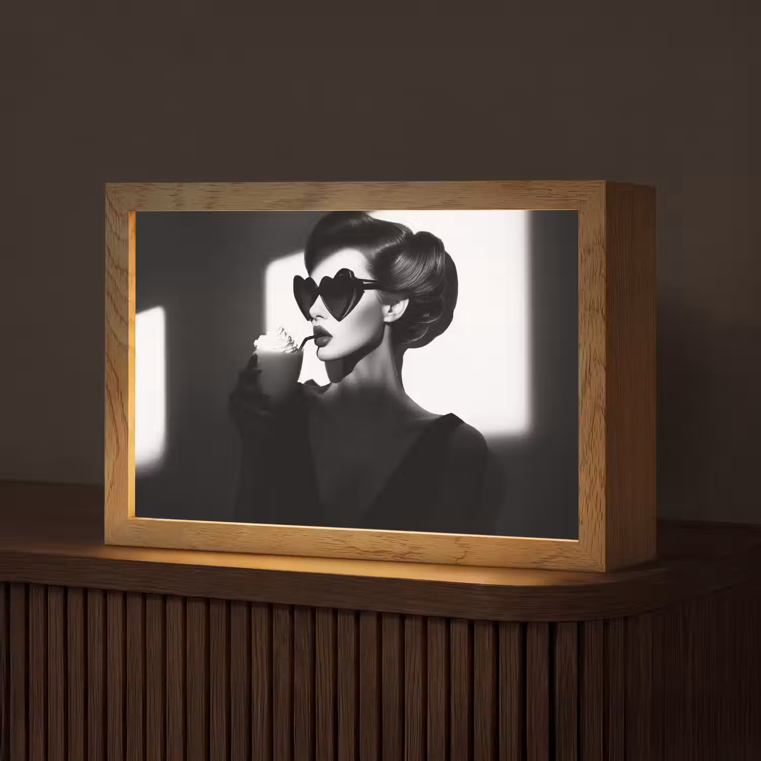 Vrouw - Zwart - Hart Light Box met kabel (Tafellamp) klein -z3d_website