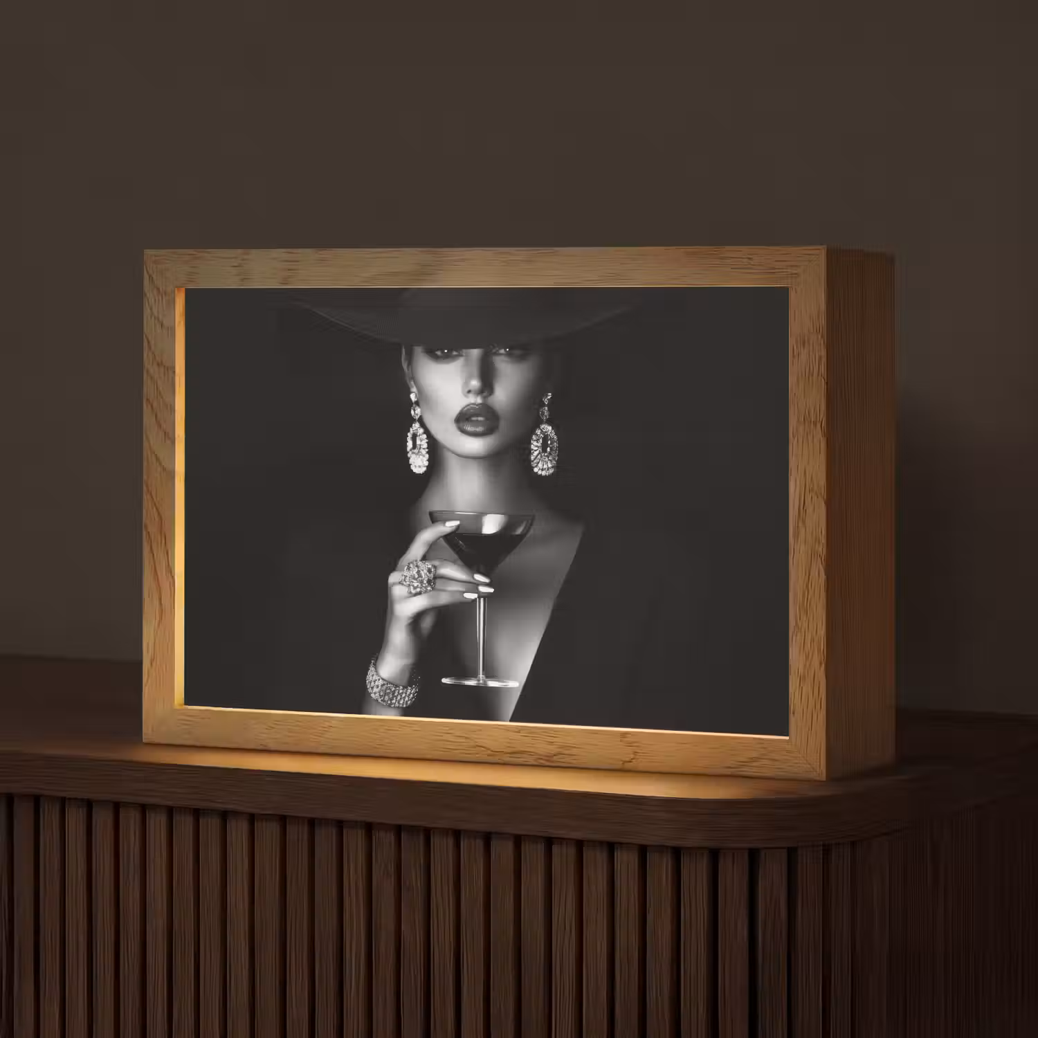 Vrouw - Cocktail - Chic Light Box met kabel (Tafellamp) klein -z3d_website