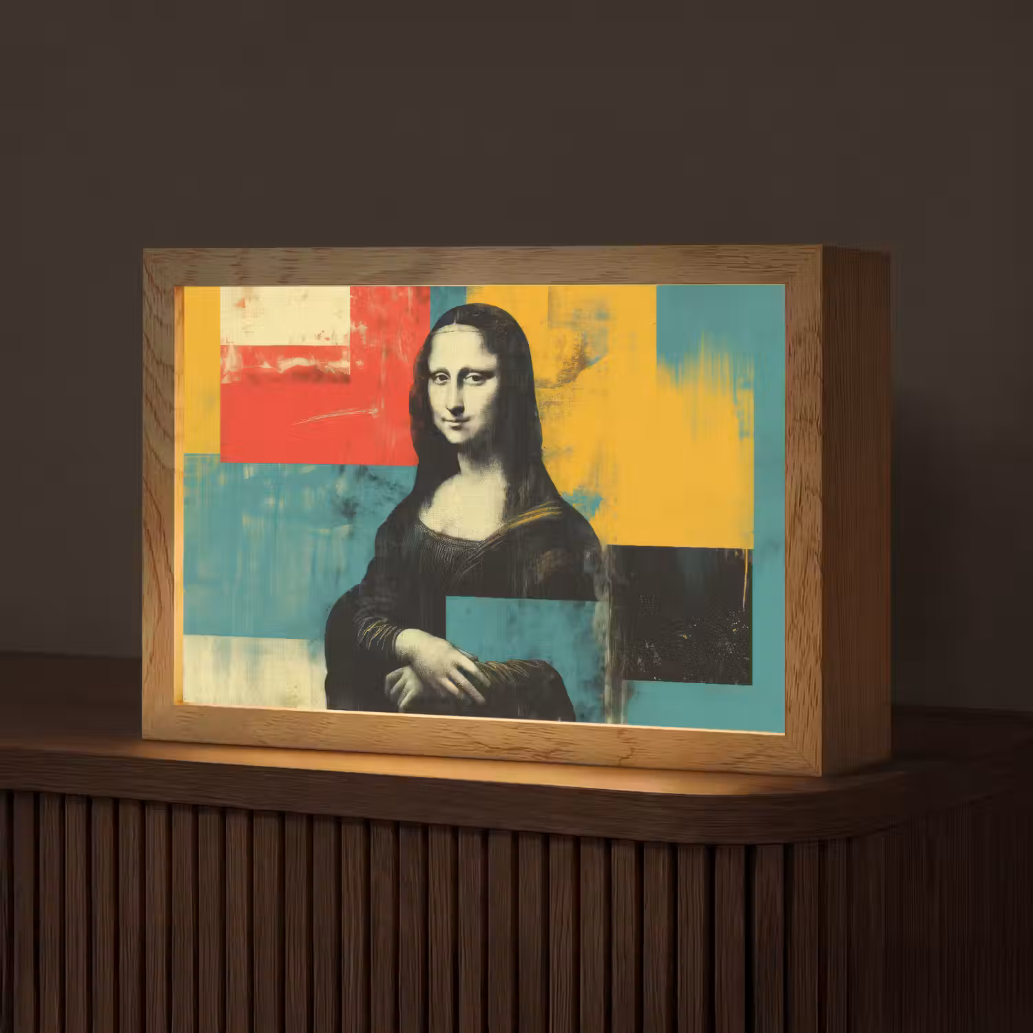 Vrouw - Kleurvlakken - Klassieke schilderkunst Light Box met kabel (Tafellamp) klein -z3d_website