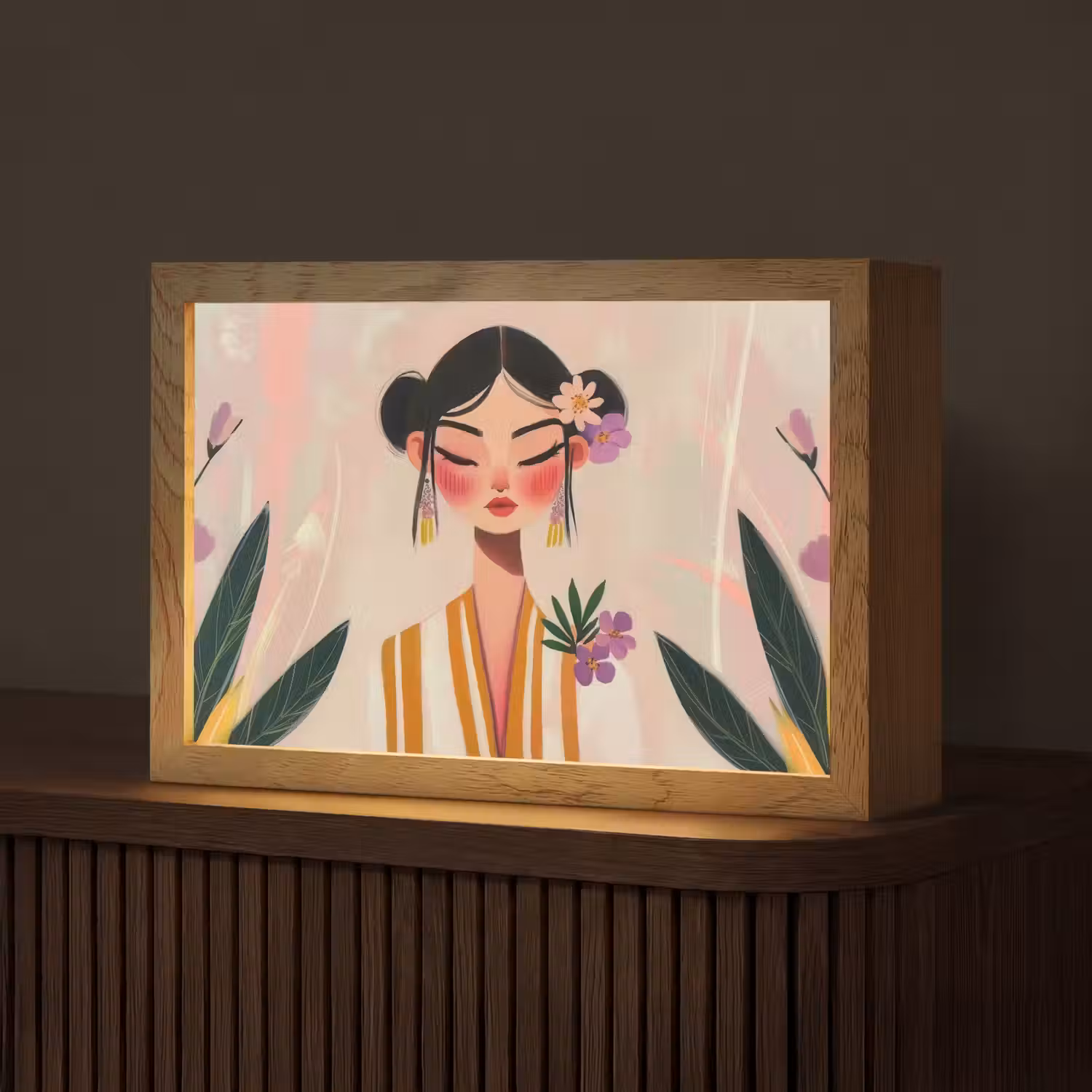 Vrouw - Bloemen - Pastel Light Box met kabel (Tafellamp) klein -z3d_website