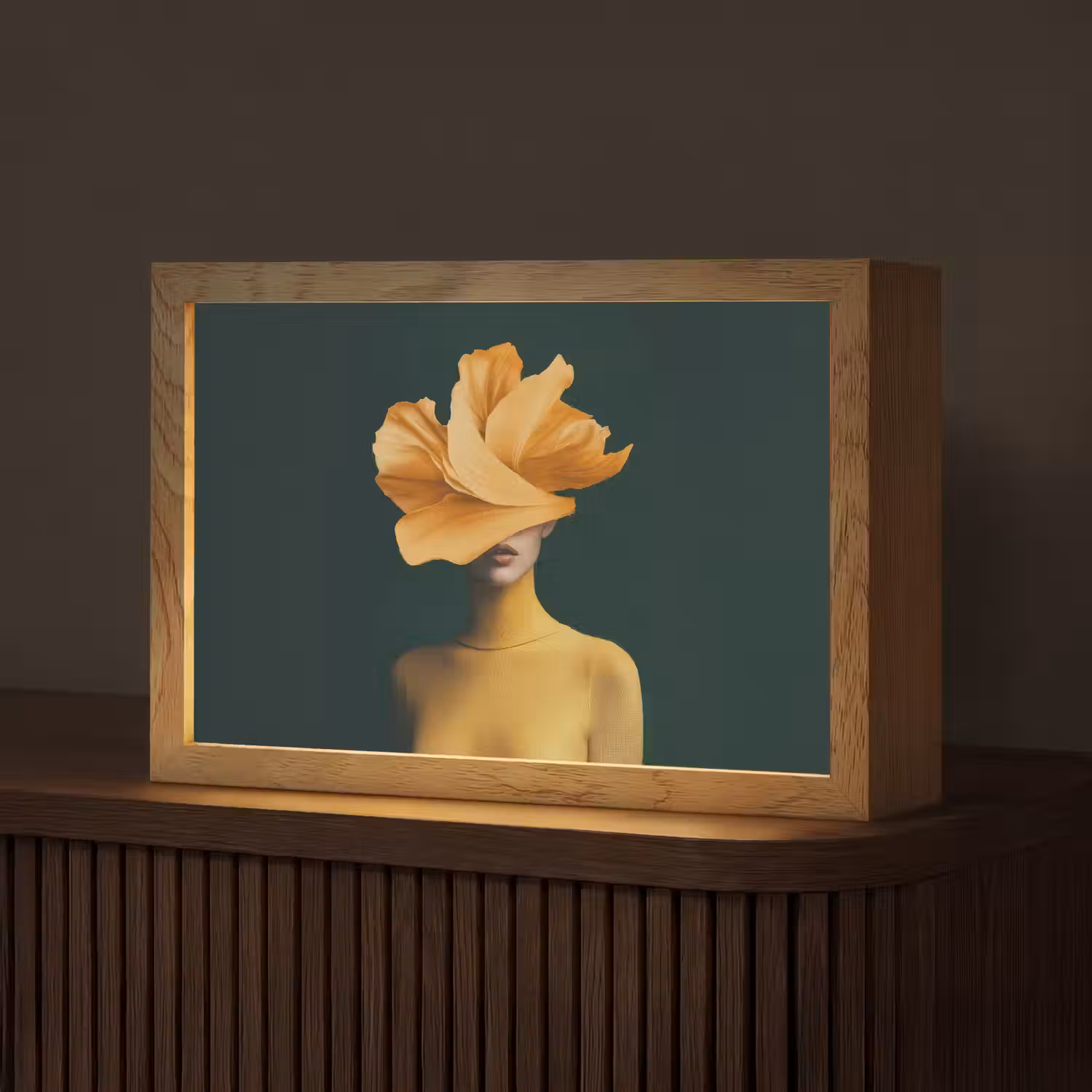 Vrouw - Hoed - Geel Light Box met kabel (Tafellamp) klein -z3d_website