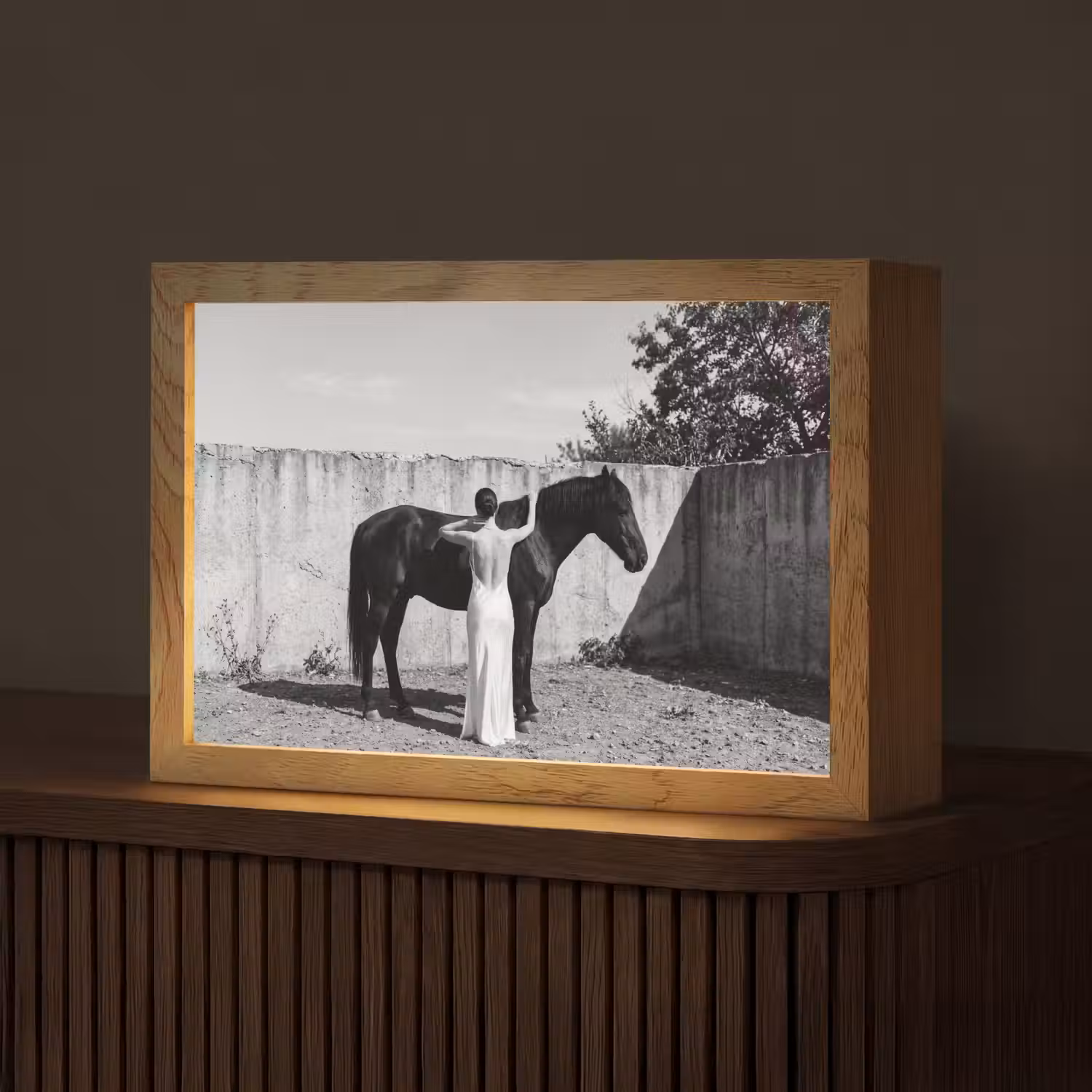 Vrouw - Paard - Artistiek Light Box met kabel (Tafellamp) klein -z3d_website