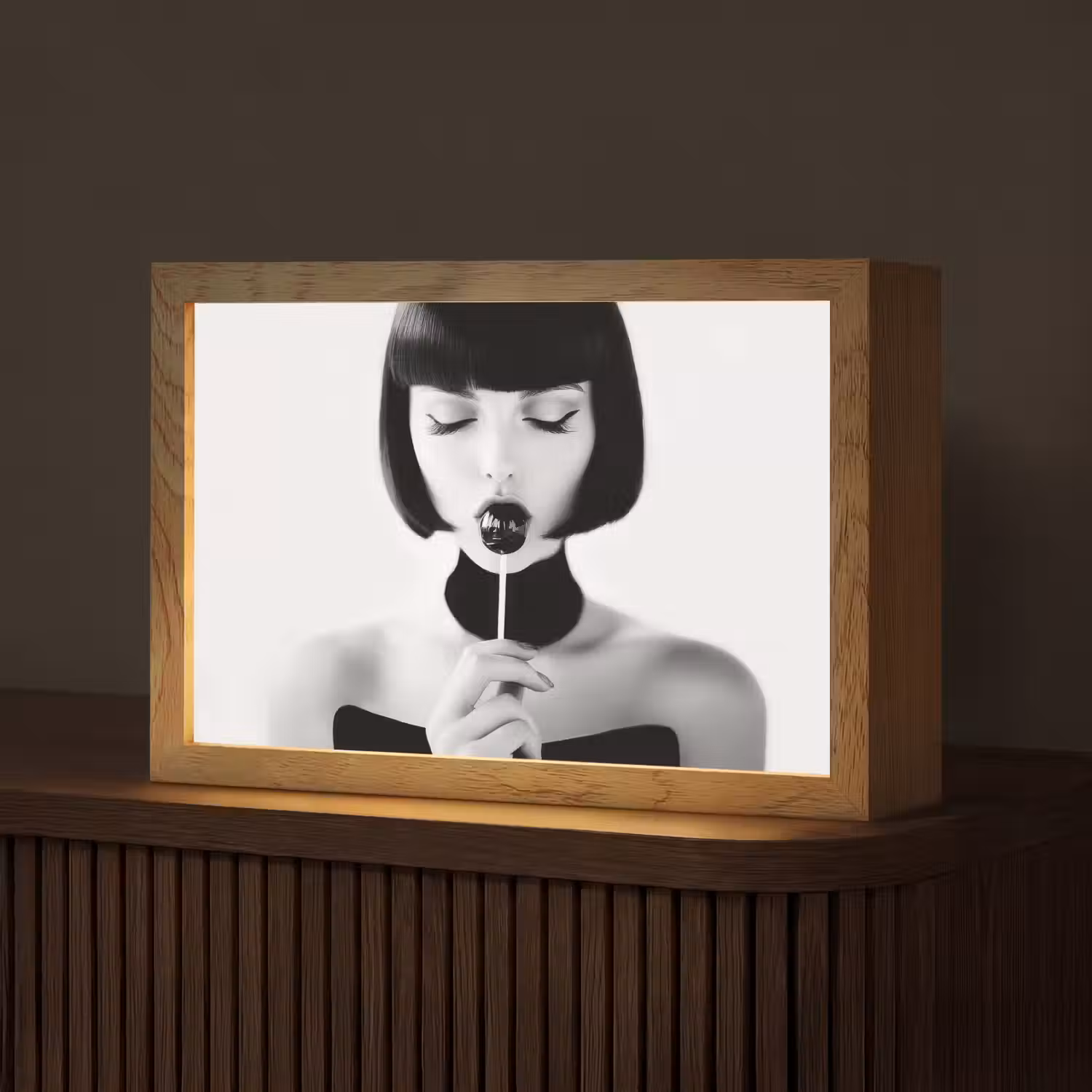 Vrouw - Lolly - Zwart - Wit Light Box met kabel (Tafellamp) klein -z3d_website