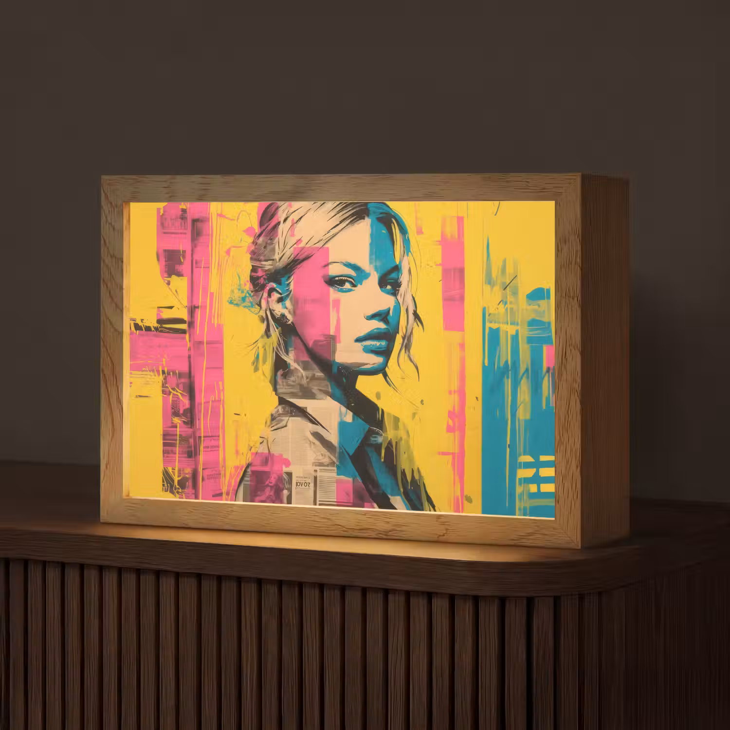 Vrouw - Verfstrepen - Gekleurd Light Box met kabel (Tafellamp) klein -z3d_website
