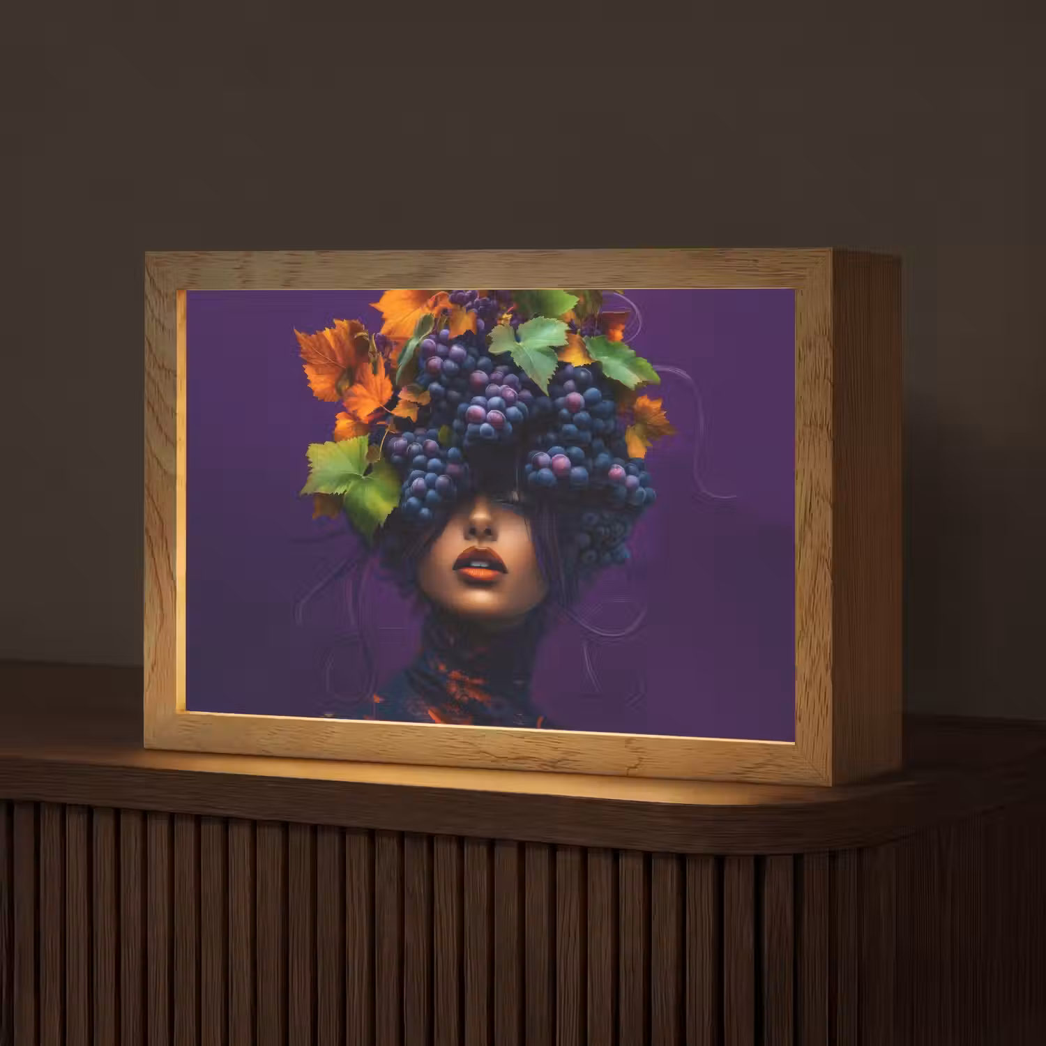 Vrouw - Paars - Druiven Light Box met kabel (Tafellamp) klein -z3d_website