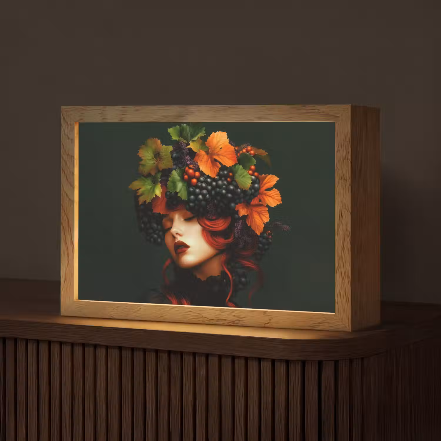 Vrouw - Rood - Groen - Druiven Light Box met kabel (Tafellamp) klein -z3d_website