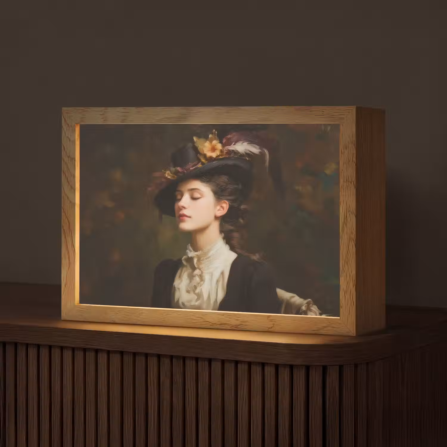 Vrouw - Victoriaans - Portret Light Box met kabel (Tafellamp) klein -z3d_website