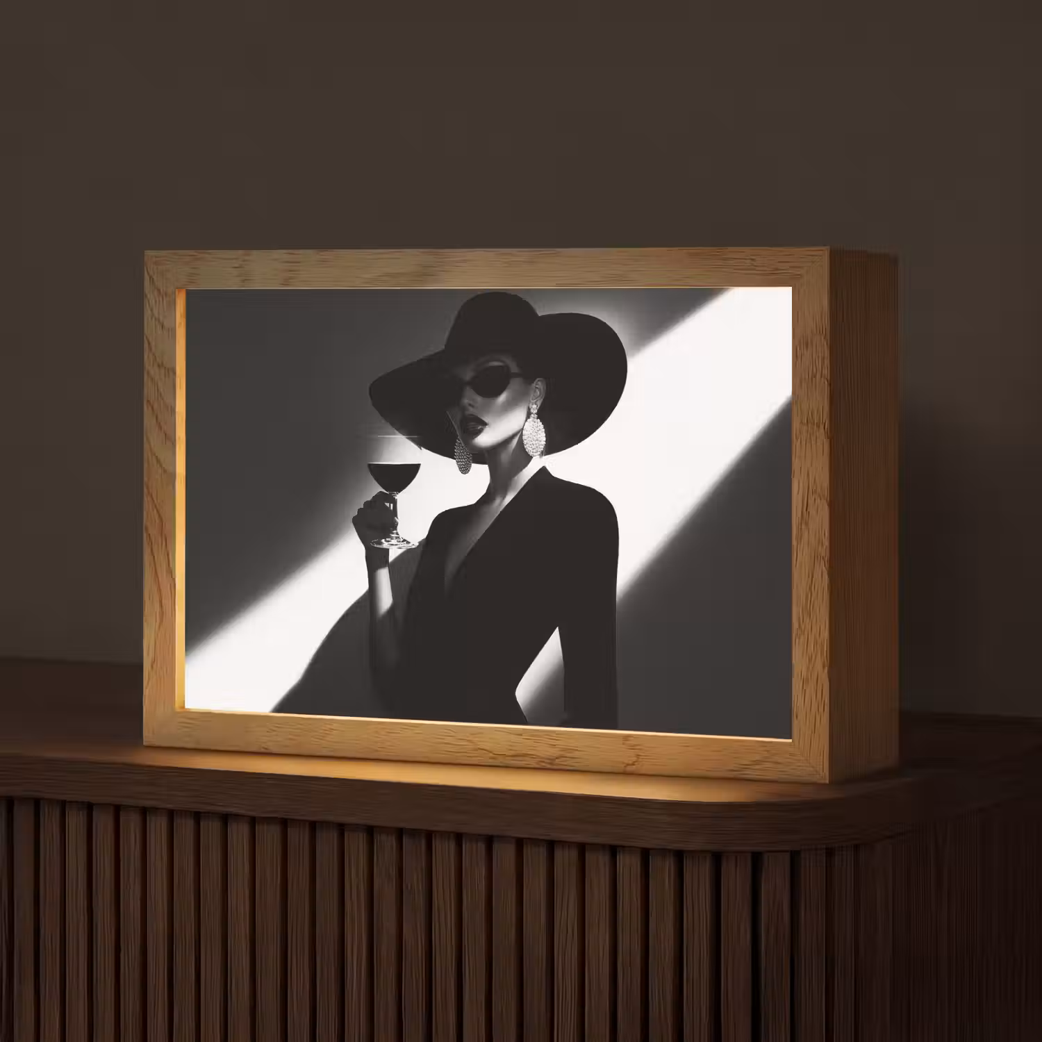 Vrouw - Wijn - Chic Light Box met kabel (Tafellamp) klein -z3d_website