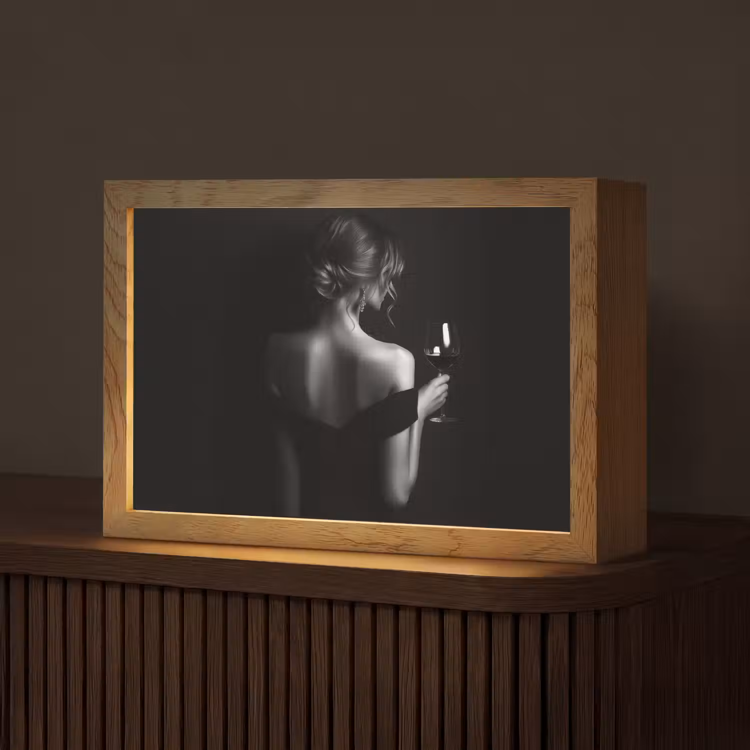 Vrouw - Wijn - Jurk Light Box met kabel (Tafellamp) klein -z3d_website