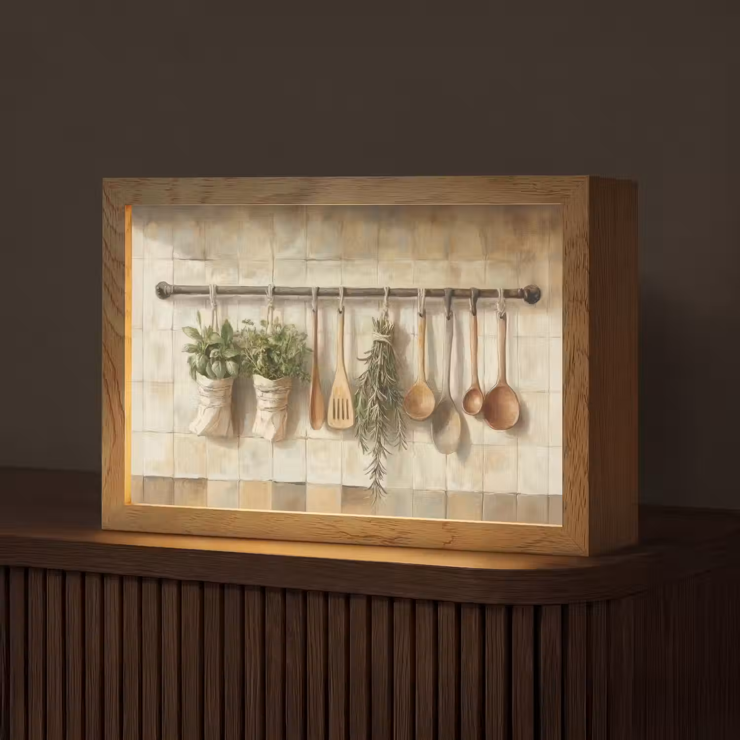 Hout - Keukengerei - Stilleven - Tegels Light Box met kabel (Tafellamp) klein -z3d_website