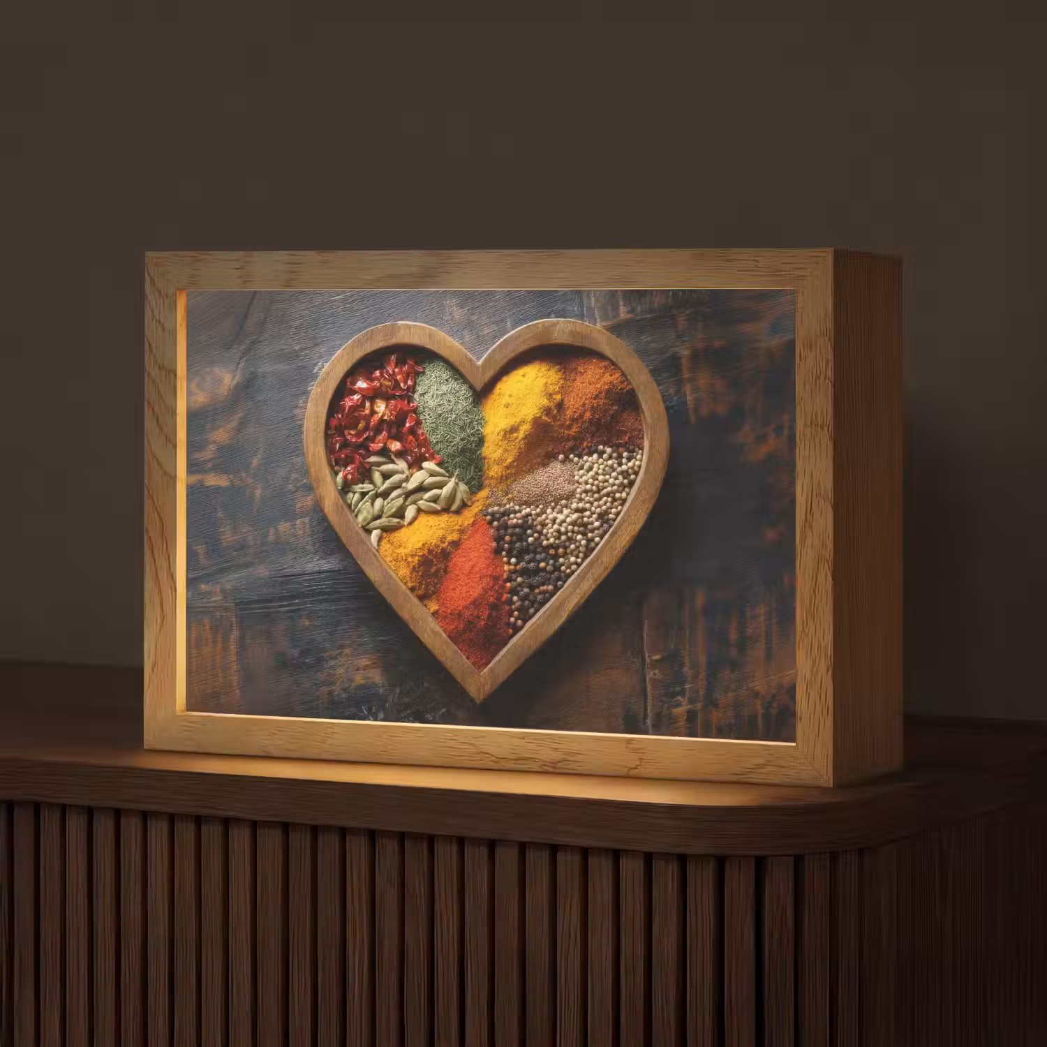 Houten - Hart - Kleurrijke - Specerijen Light Box met kabel (Tafellamp) klein -z3d_website