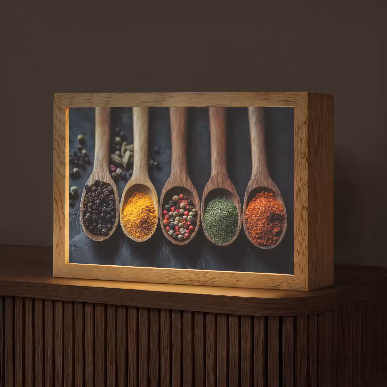 Houten - Lepels - Specerijen - Kruiden Light Box met kabel (Tafellamp) klein -z3d_website